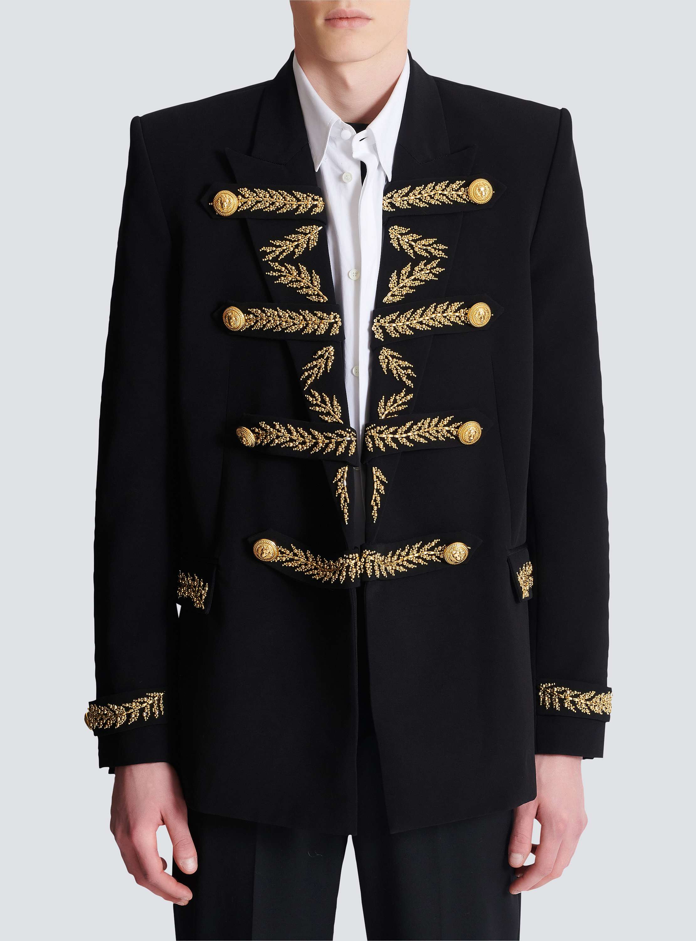 Embroidered crepe jacket