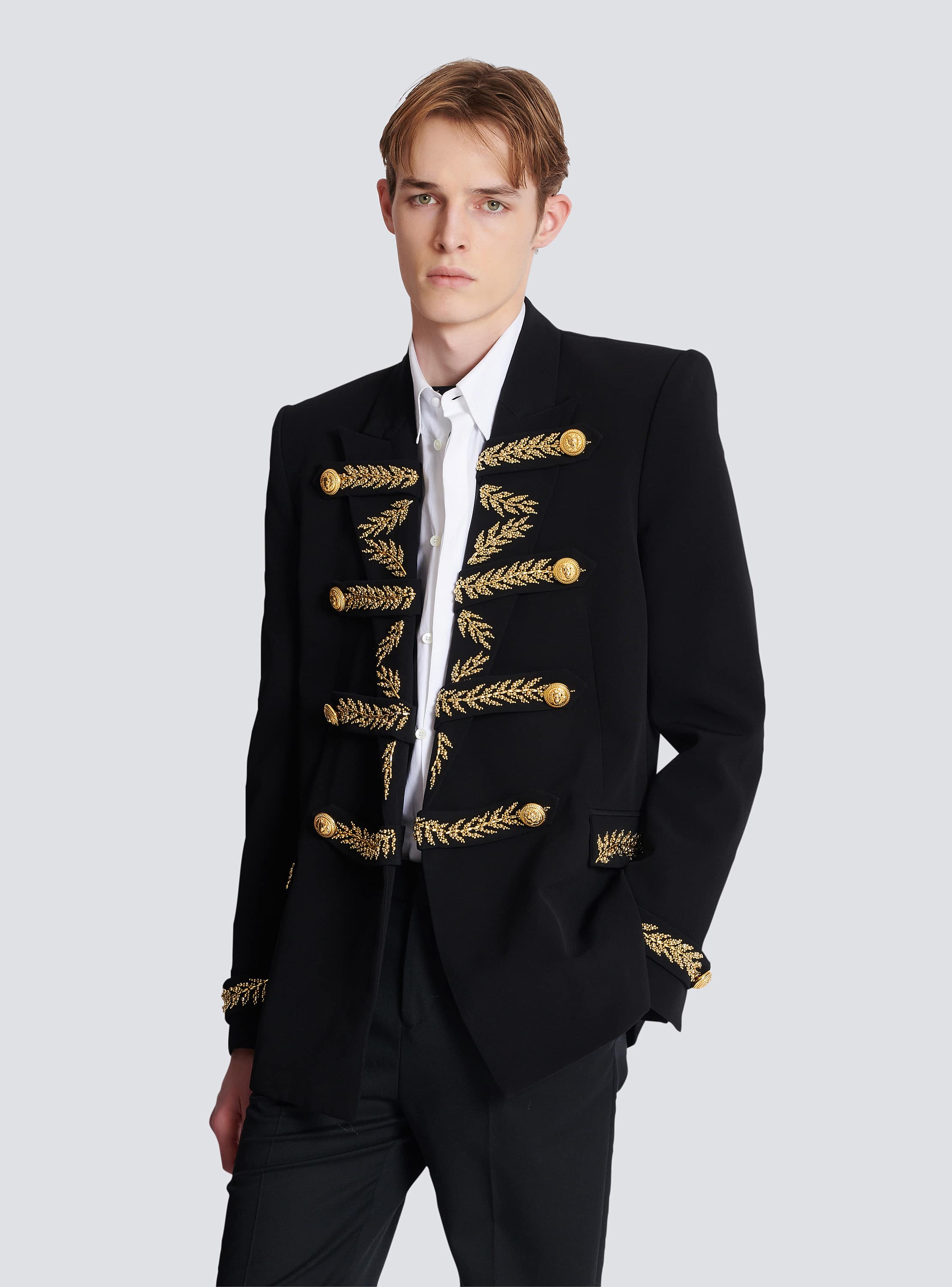 Embroidered crepe jacket