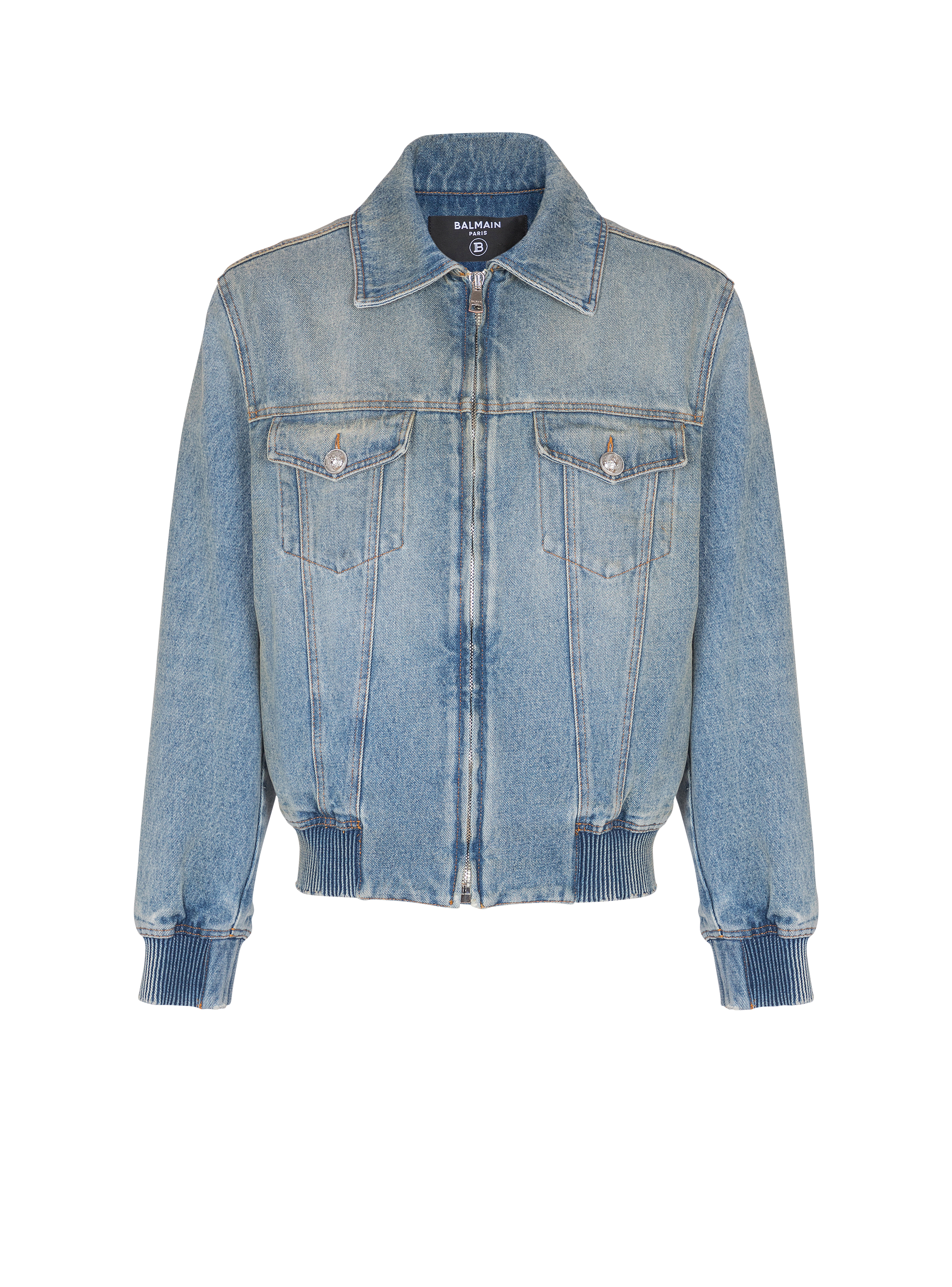 Cropped lined denim jacket