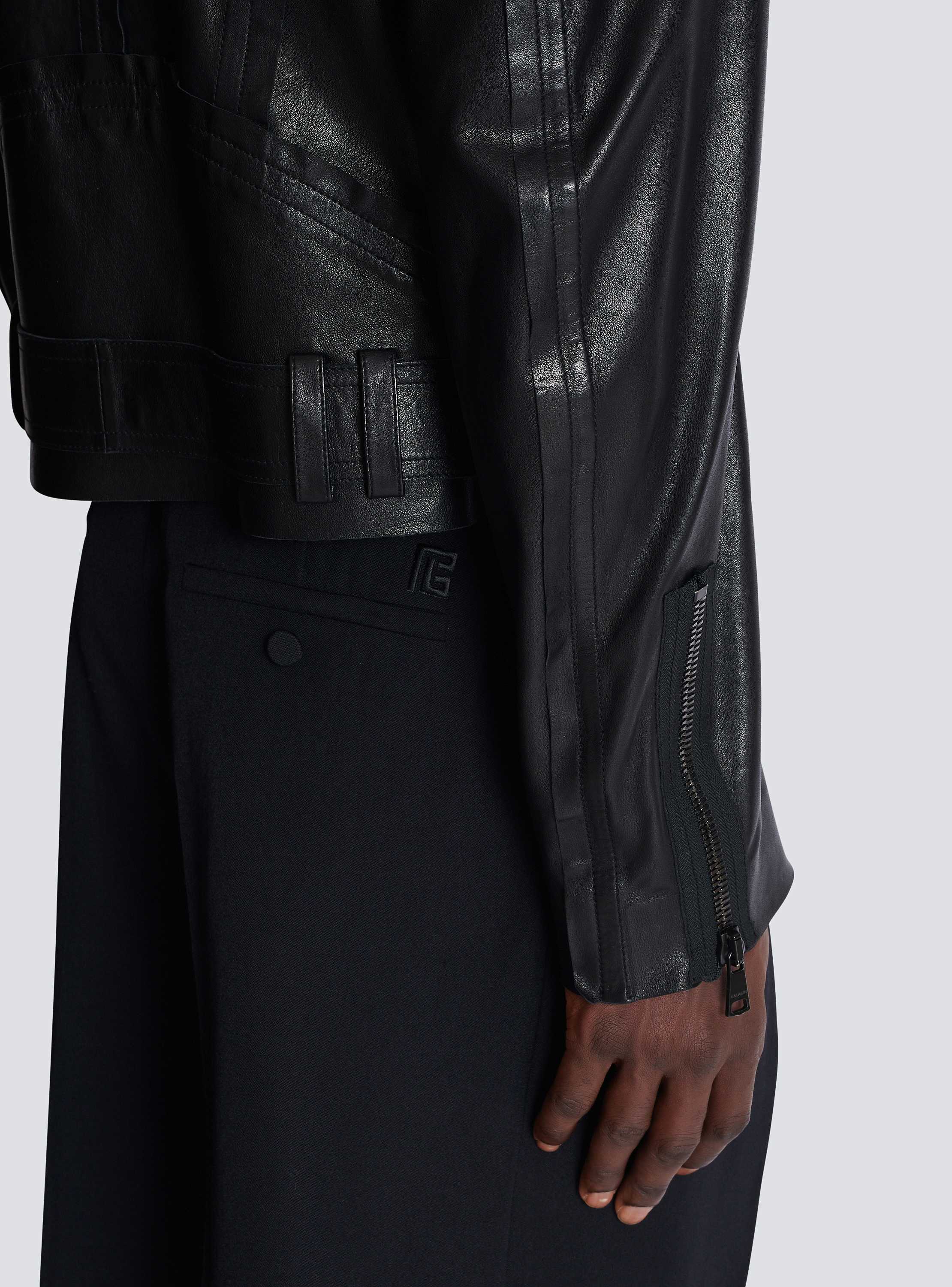Lightweight lambskin leather biker jacket