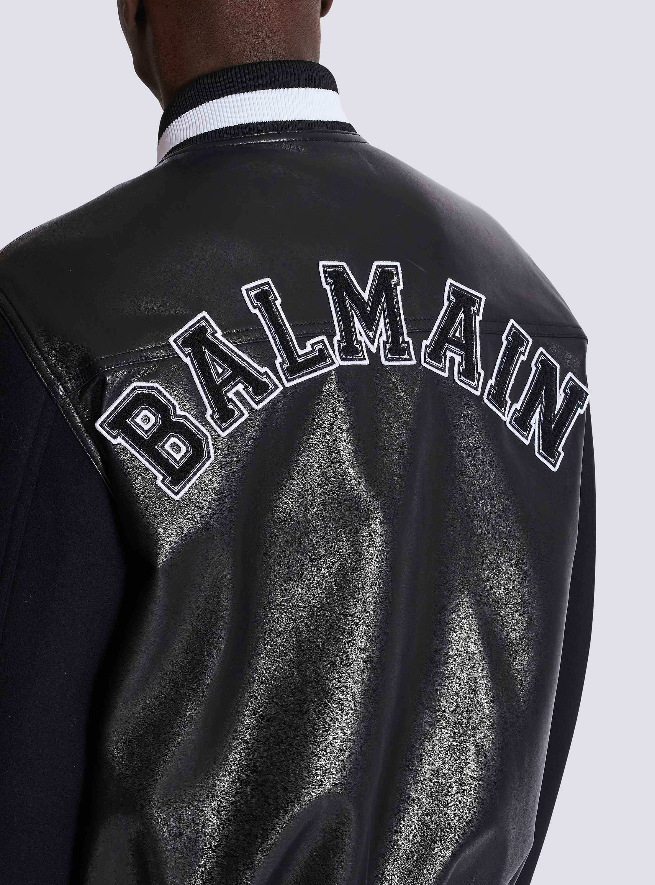 Varsity lambskin leather and wool jacket