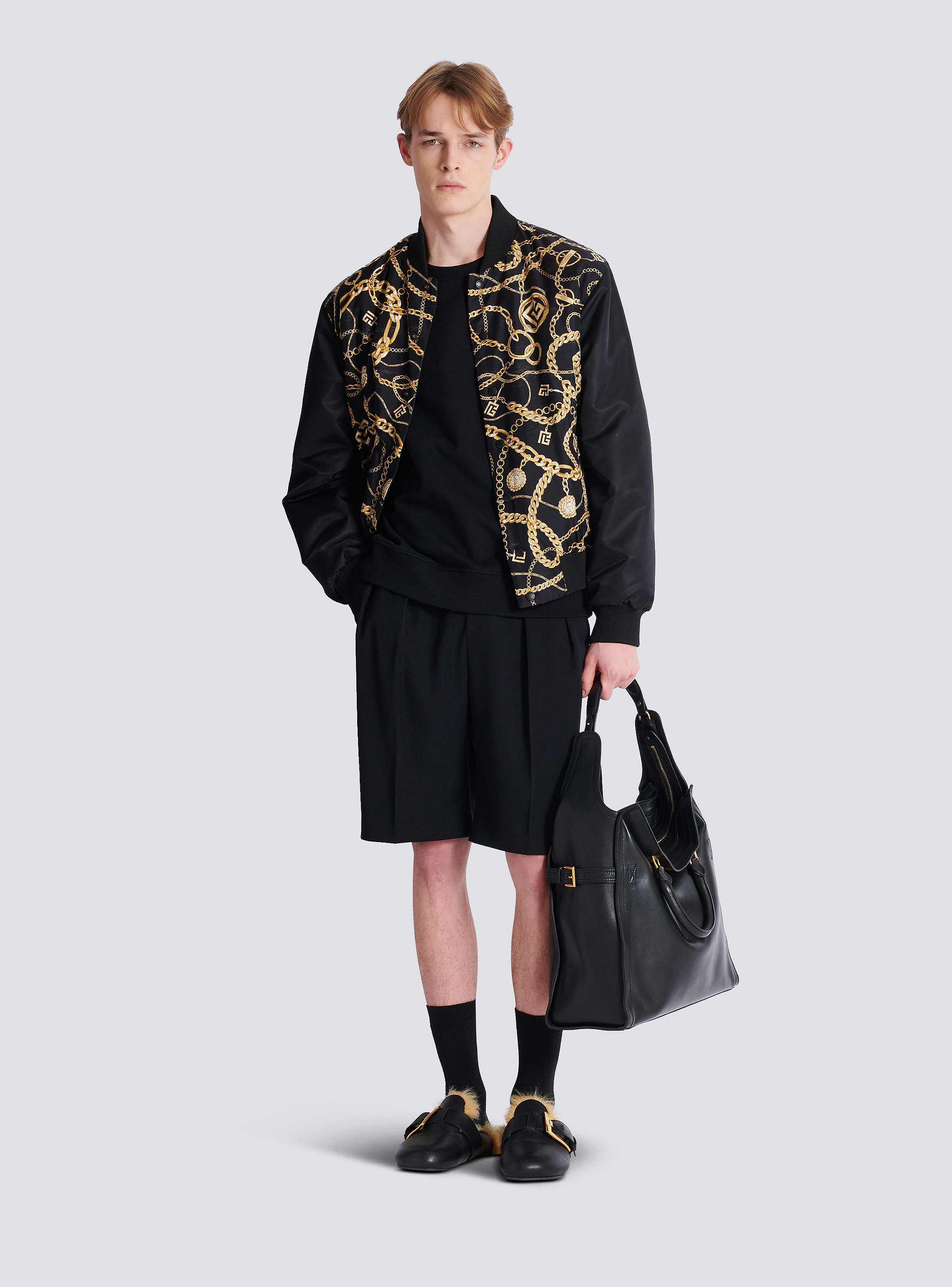 Reversible printed bomber jacket with Chaînes pattern - Men