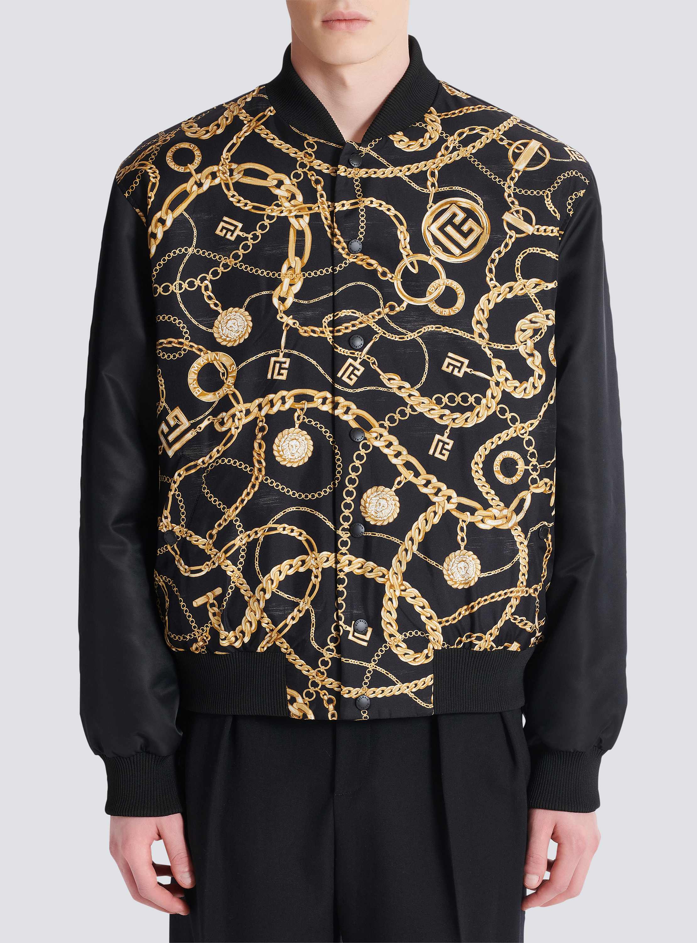 【Balmain】 Croppedleopard-プリントジャケット Cotton bomber jacket with vintage Balmain logo - Men | BALMAIN
