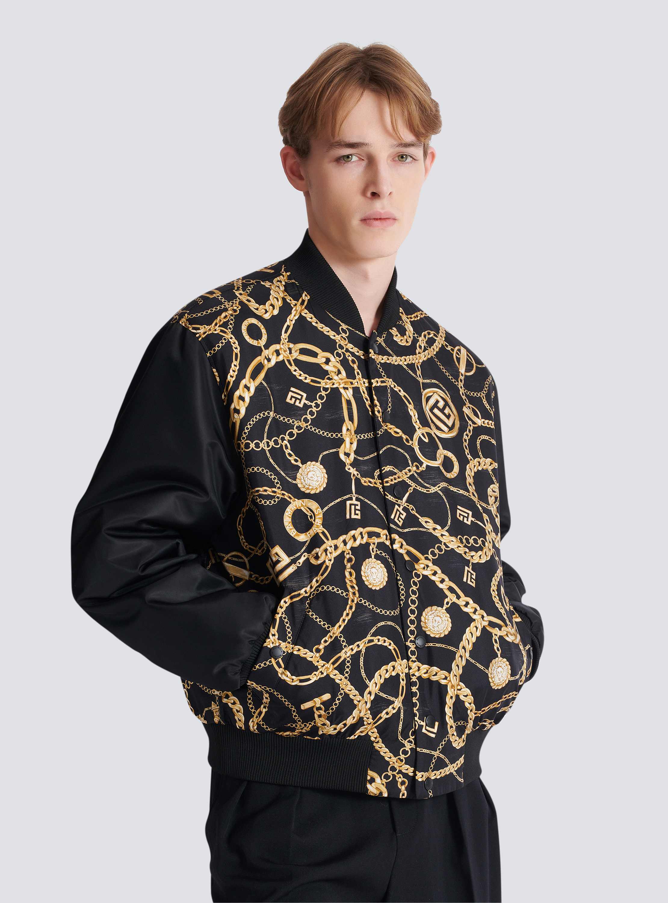 Reversible printed bomber jacket with Chaînes pattern - Men