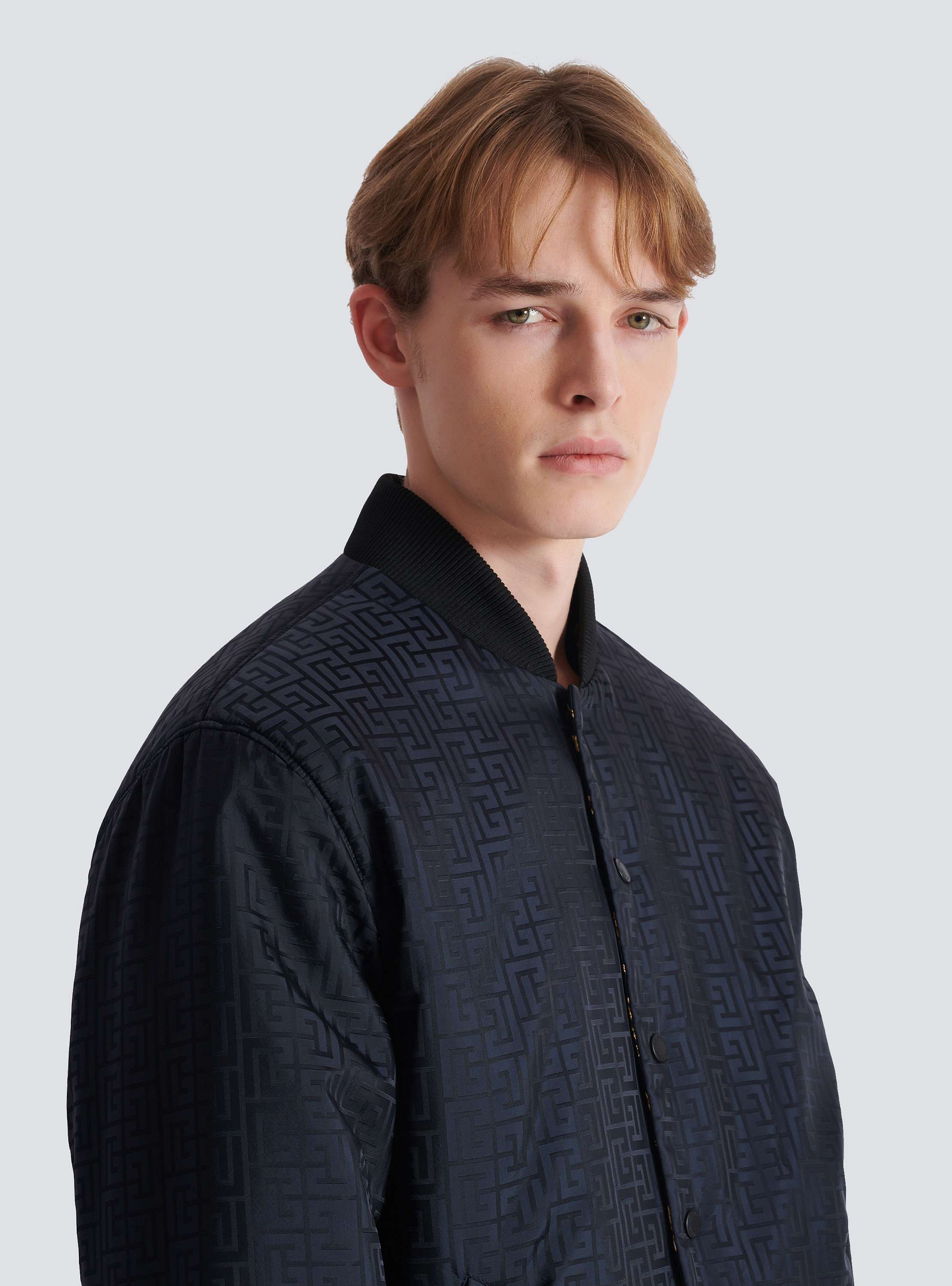 Reversible printed bomber jacket with Chaînes pattern 