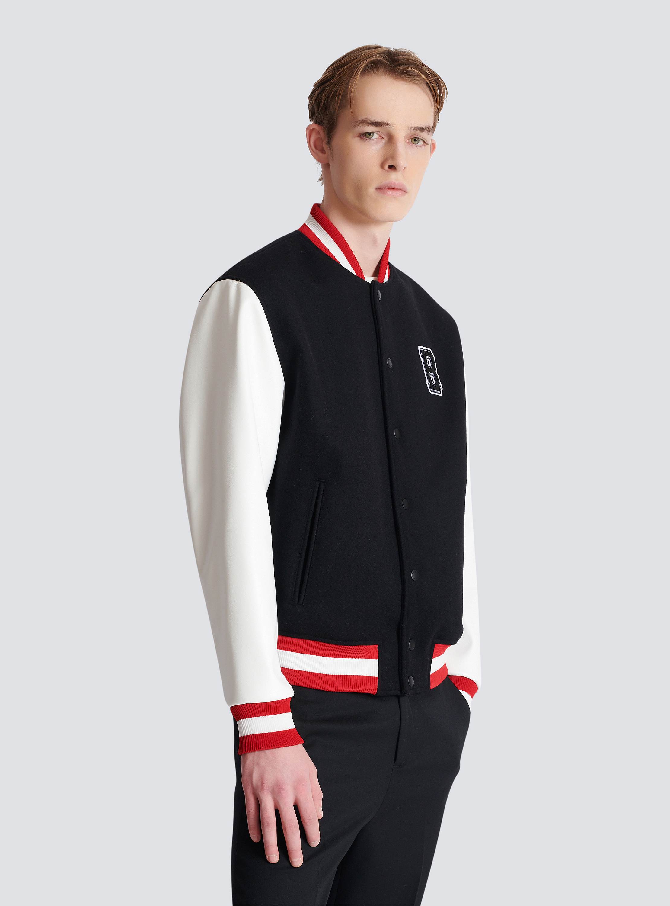 Varsity wool and faux leather jacket - Men | BALMAIN