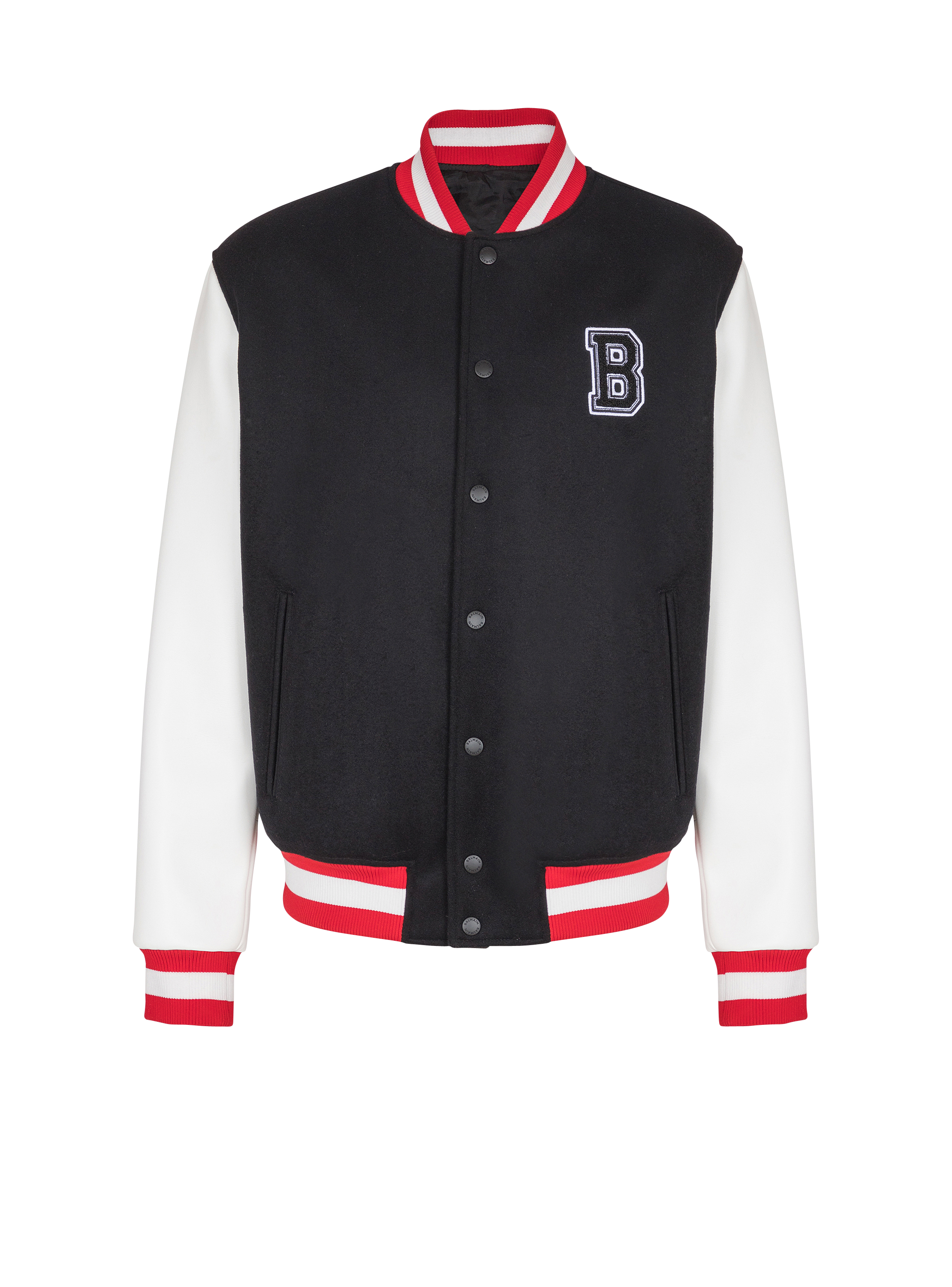Varsity wool and faux leather jacket