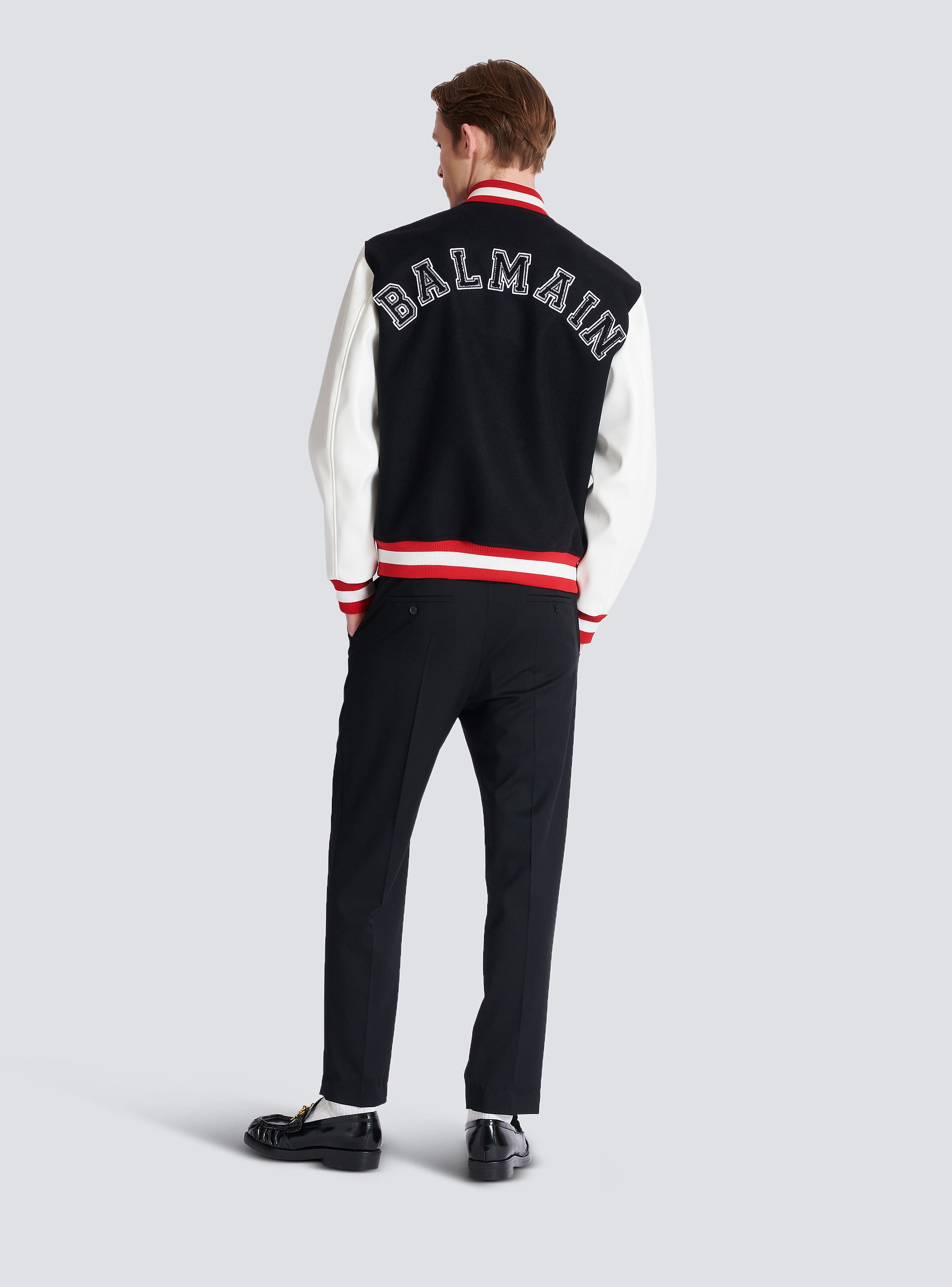Varsity wool and faux leather jacket multicolor multicolor