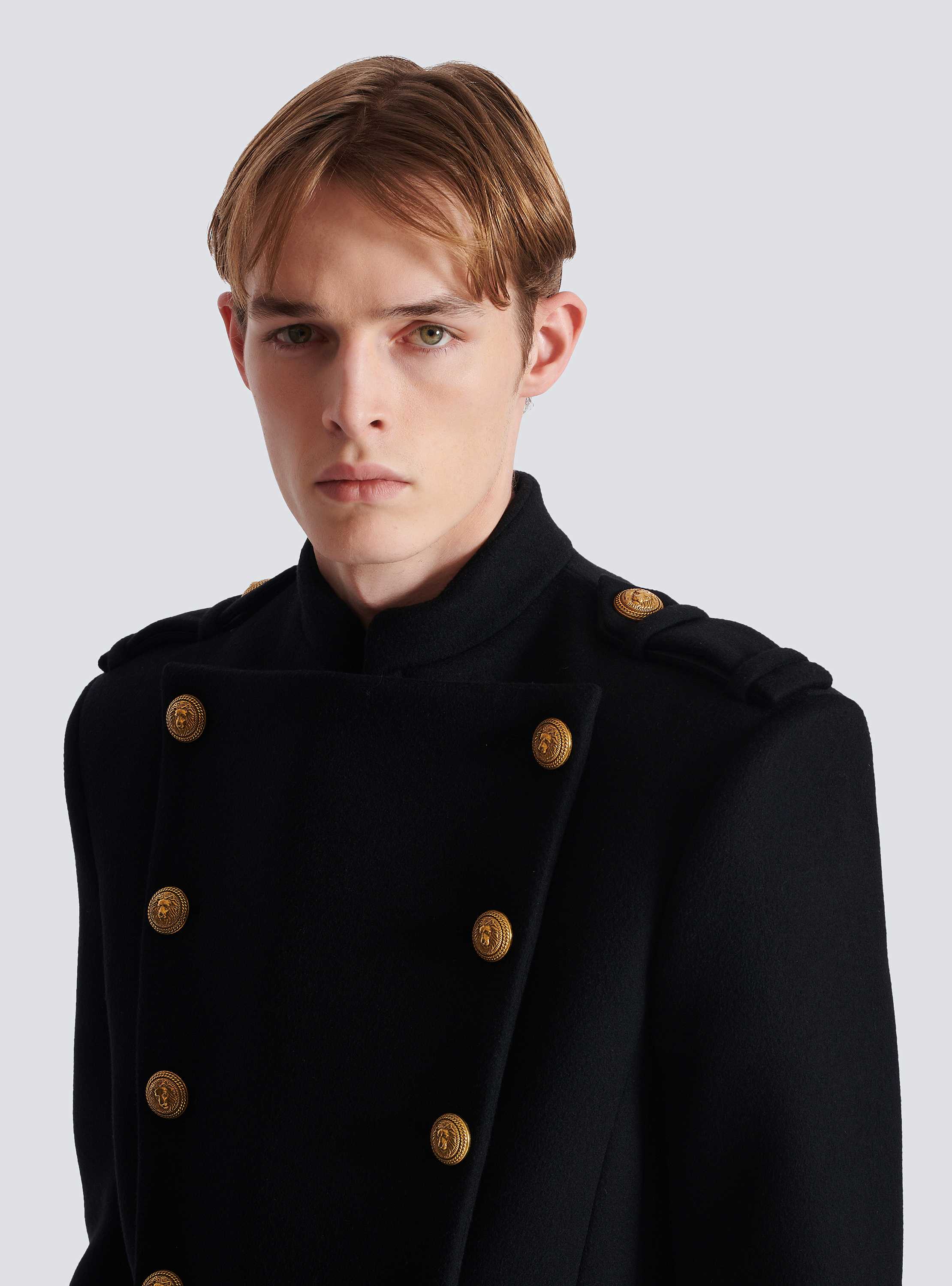 Wool and cashmere coat with detachable bib front