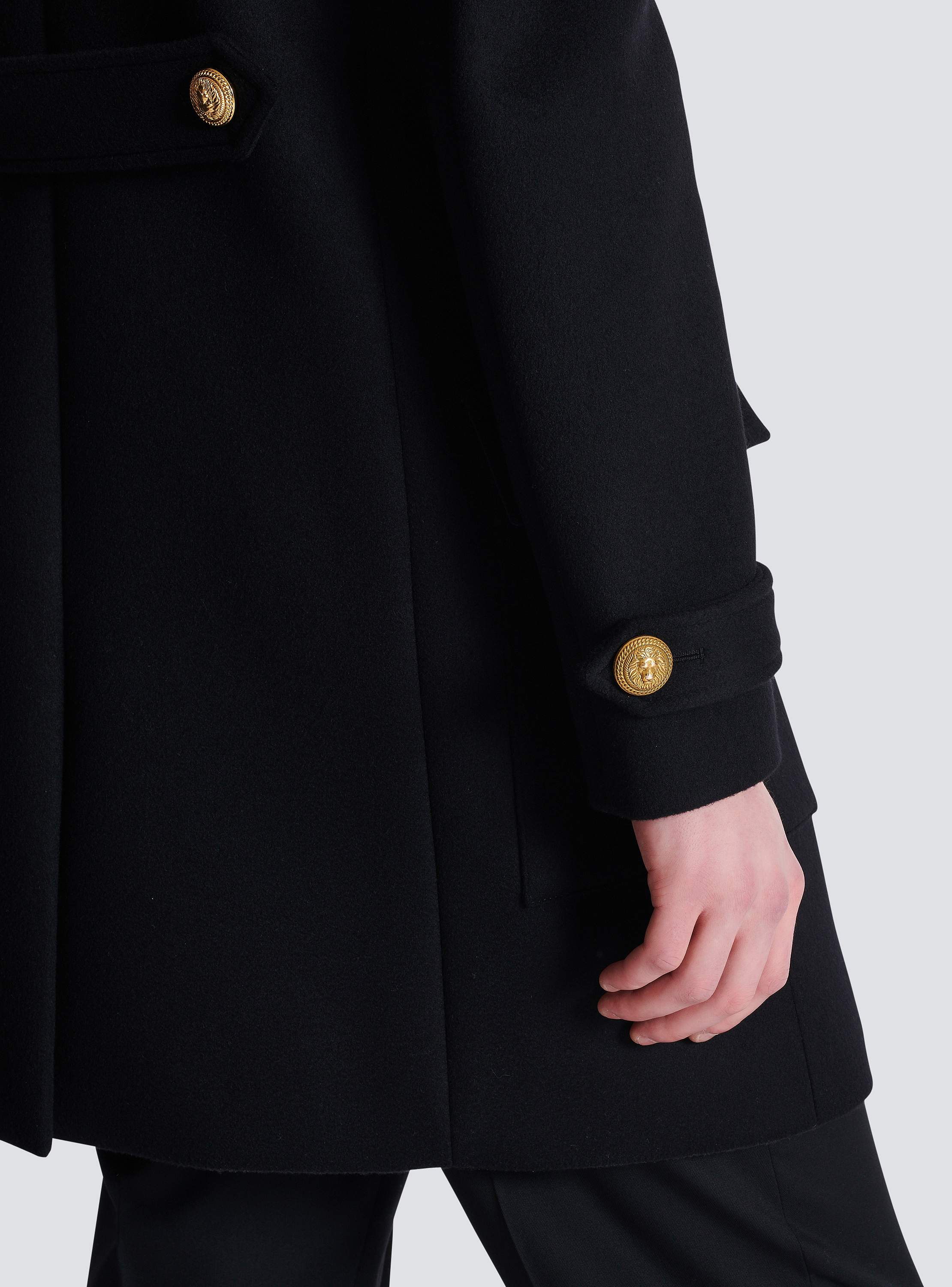 Wool and cashmere coat with detachable bib front