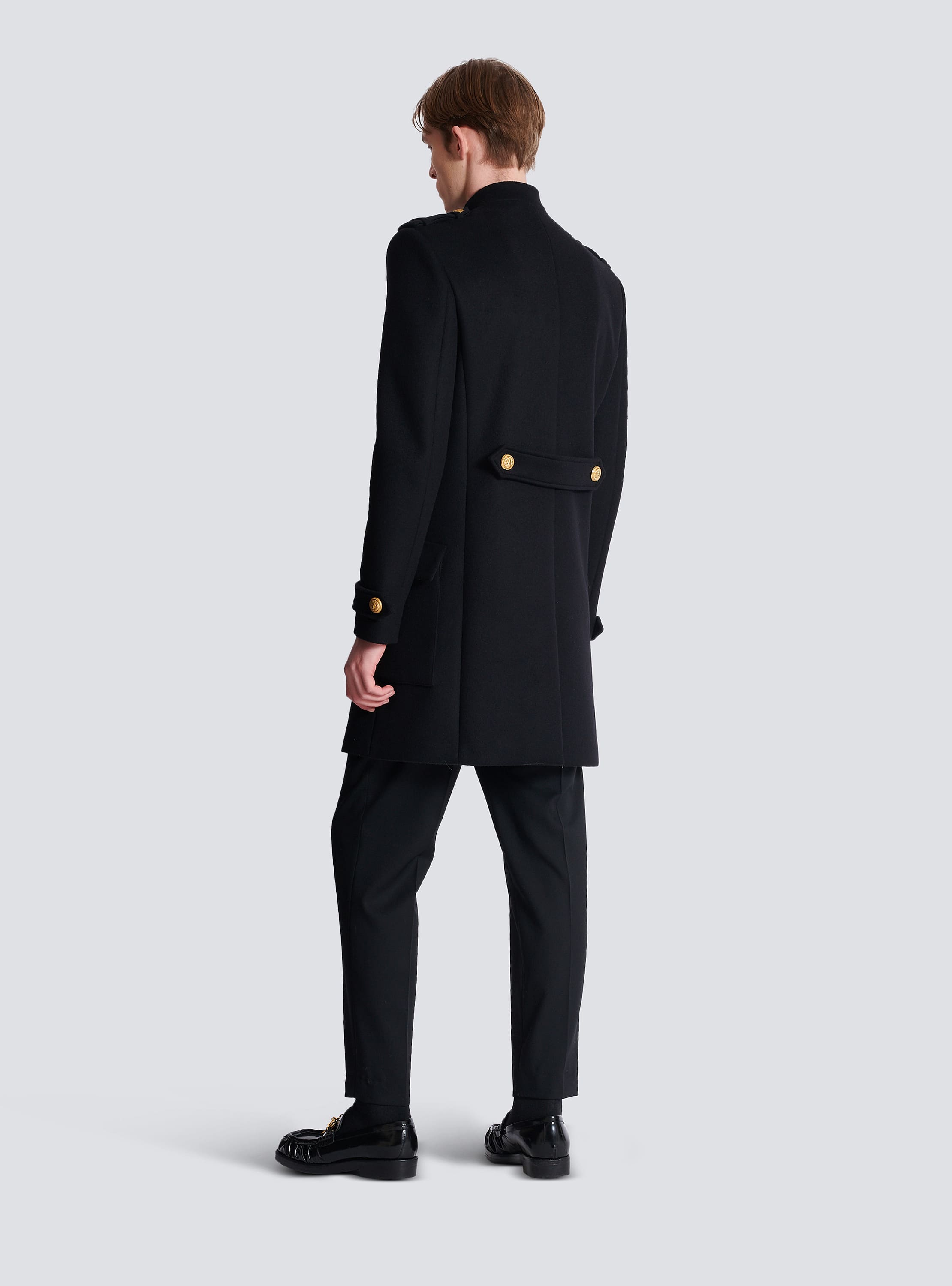 Wool and cashmere coat with detachable bib front