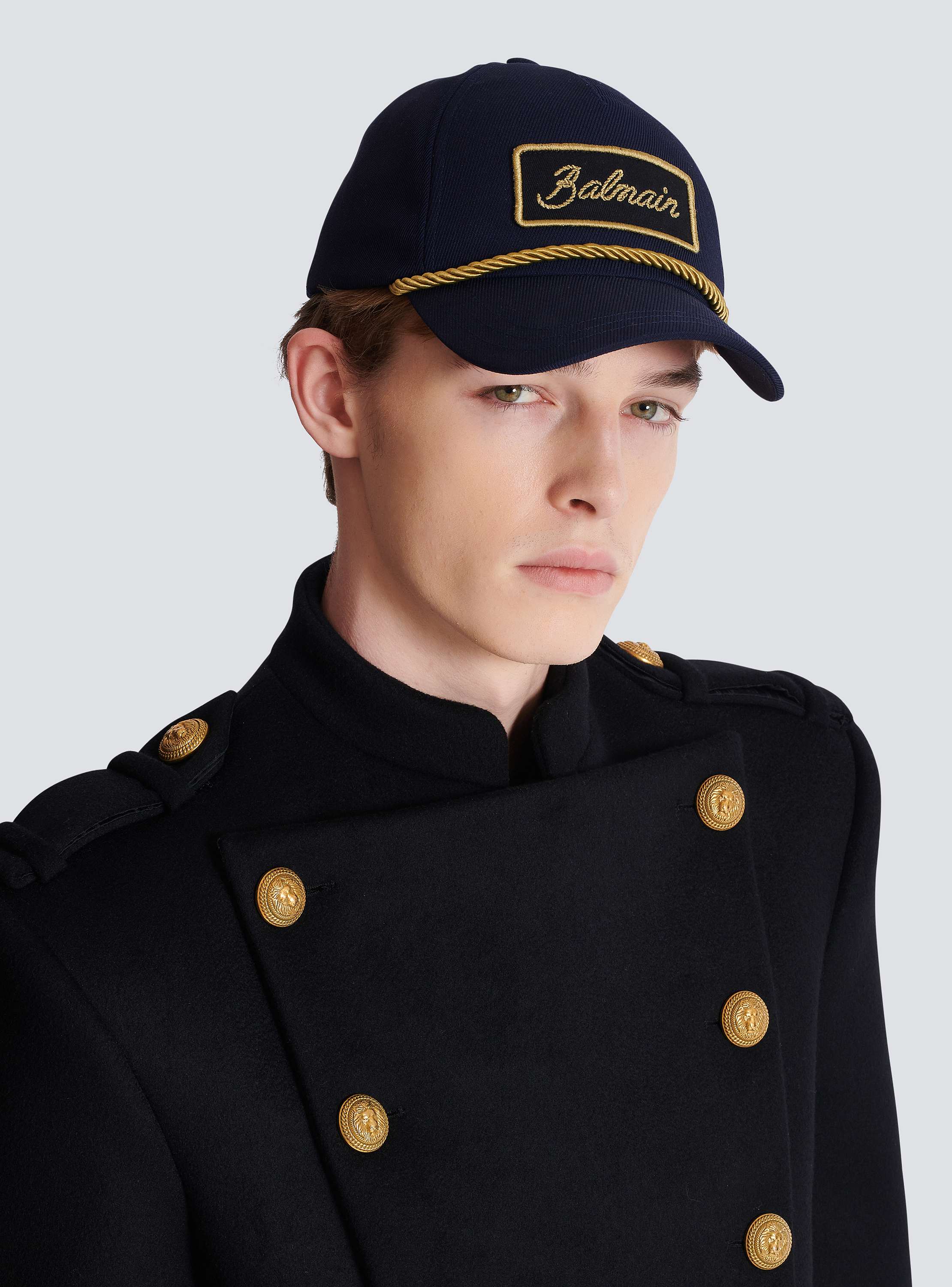 新品 BALMAIN ロゴ コットンキャップ Cotton cap with Balmain Signature embroidery black black