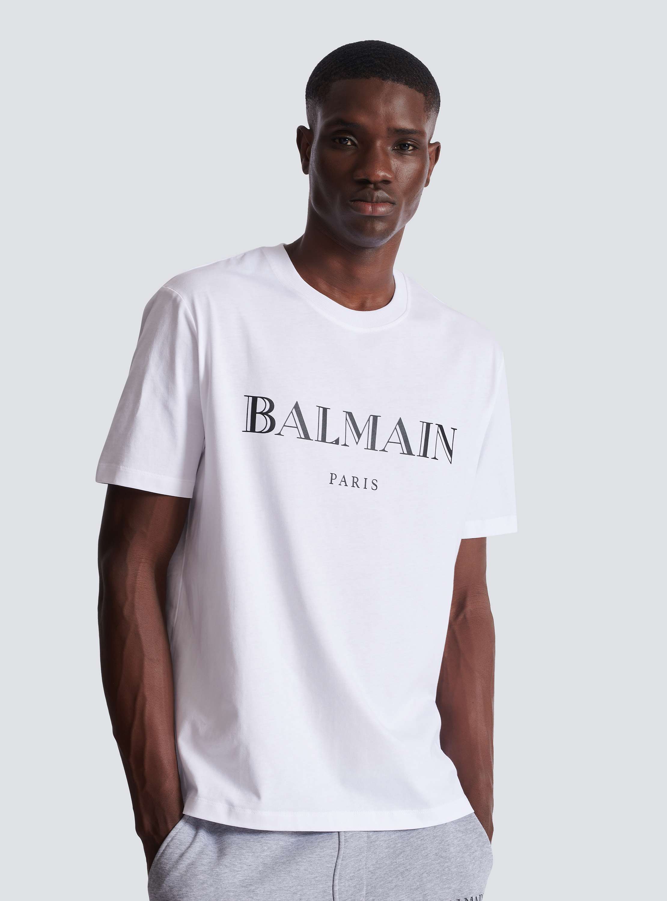 T-shirt with Balmain print white white - Men | BALMAIN