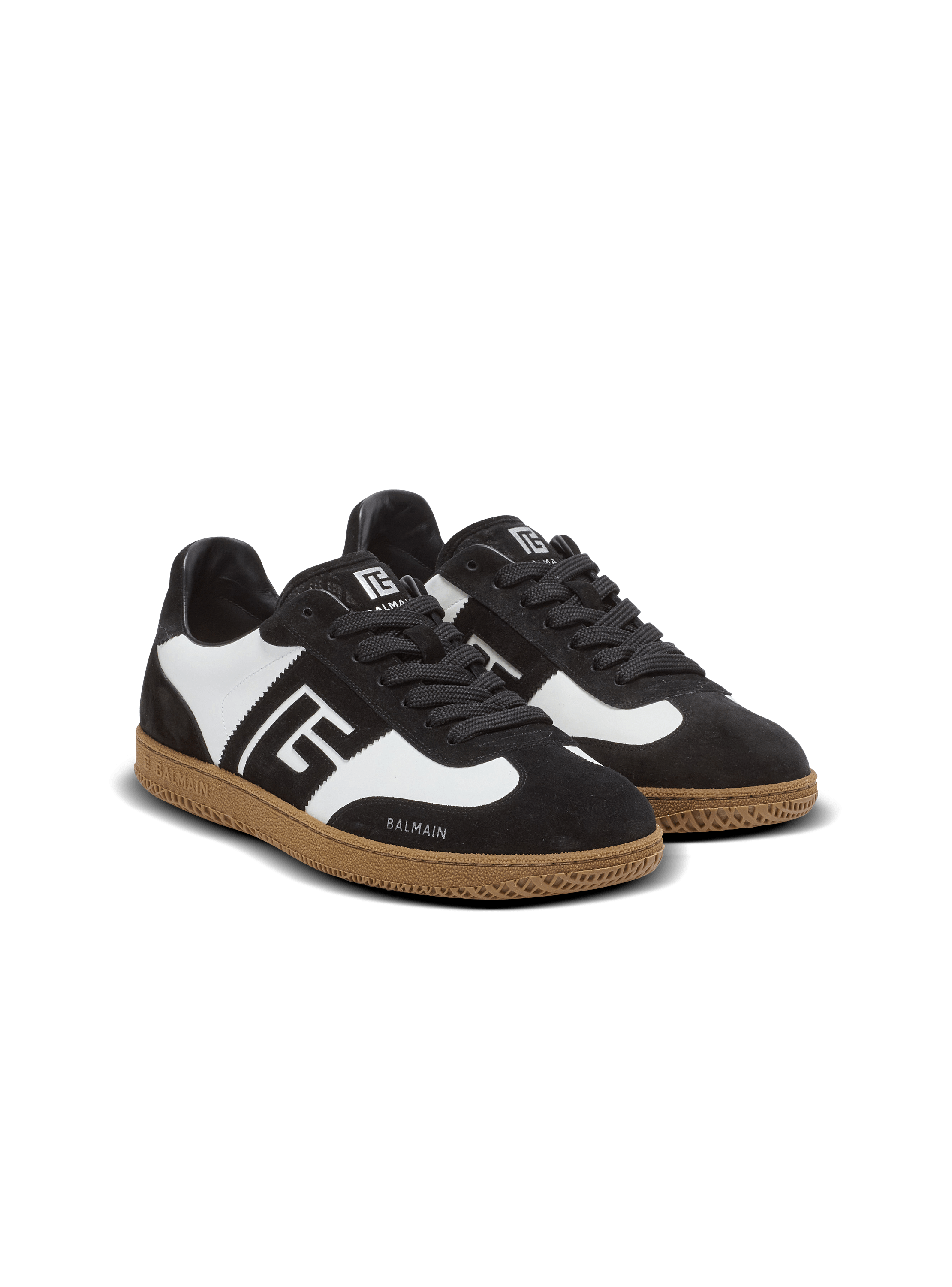 Balmain Swan trainers in calfskin and suede