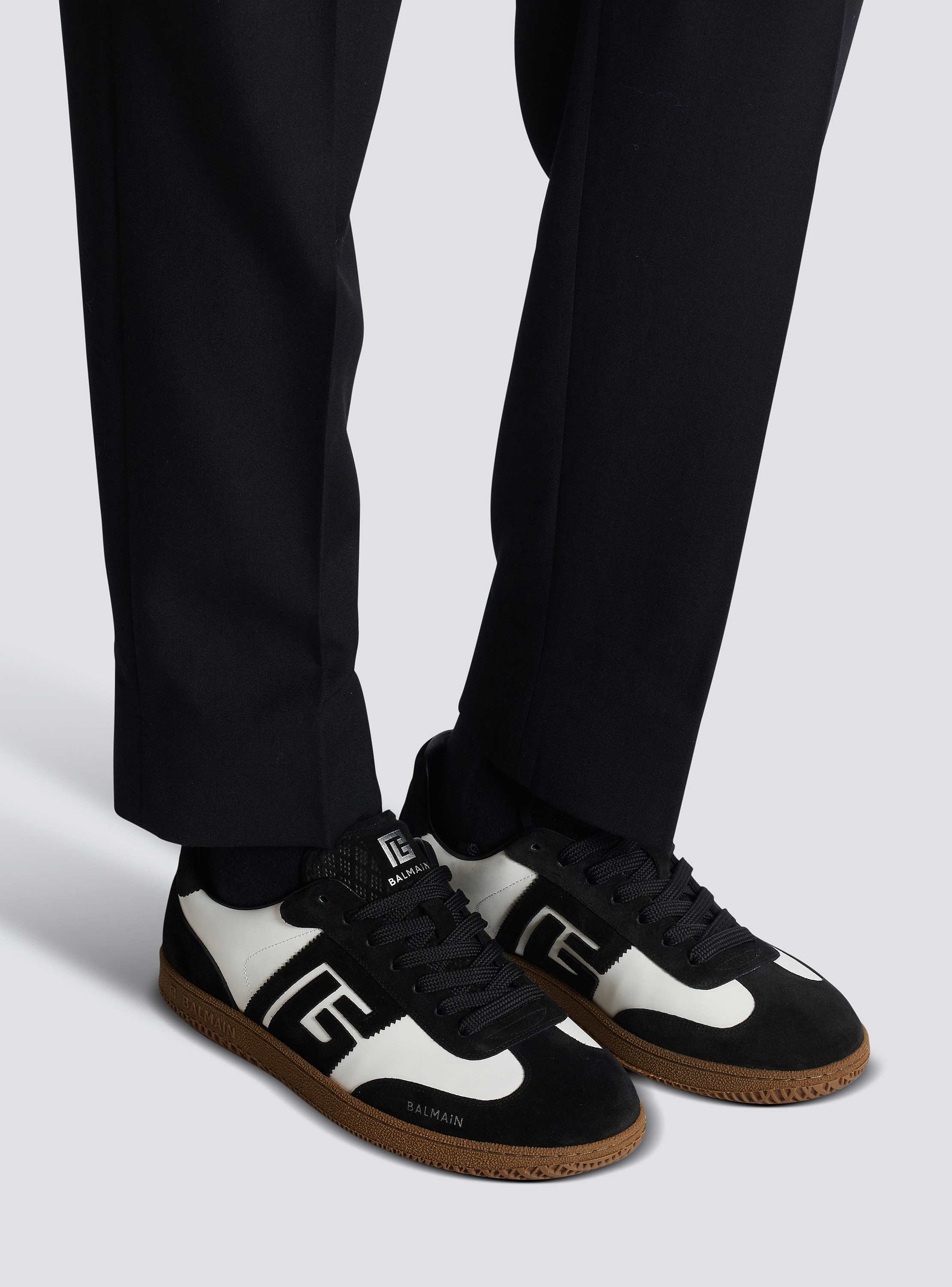 Balmain Swan trainers in calfskin and suede