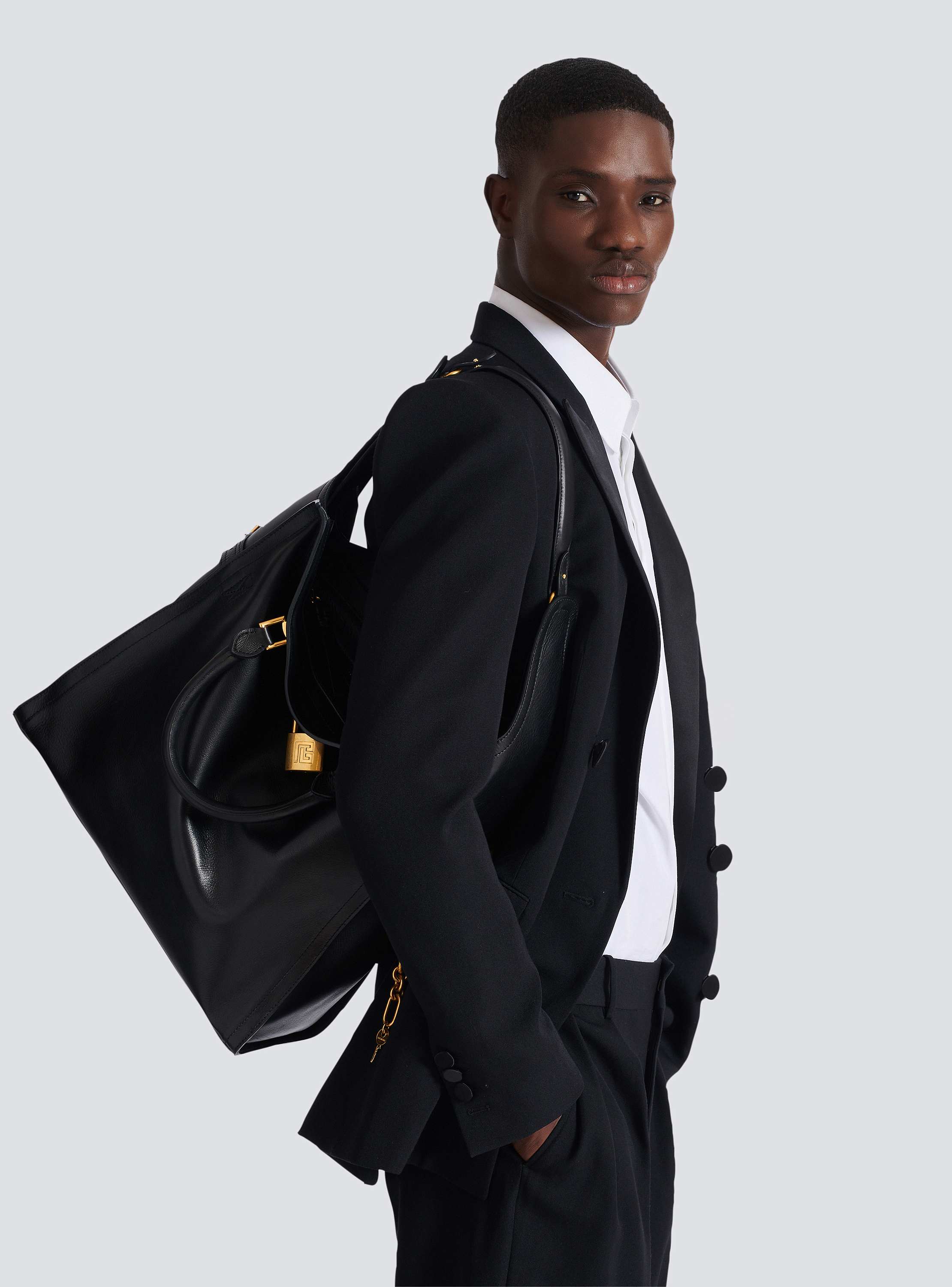 Pulse Large waxed calfskin leather tote bag