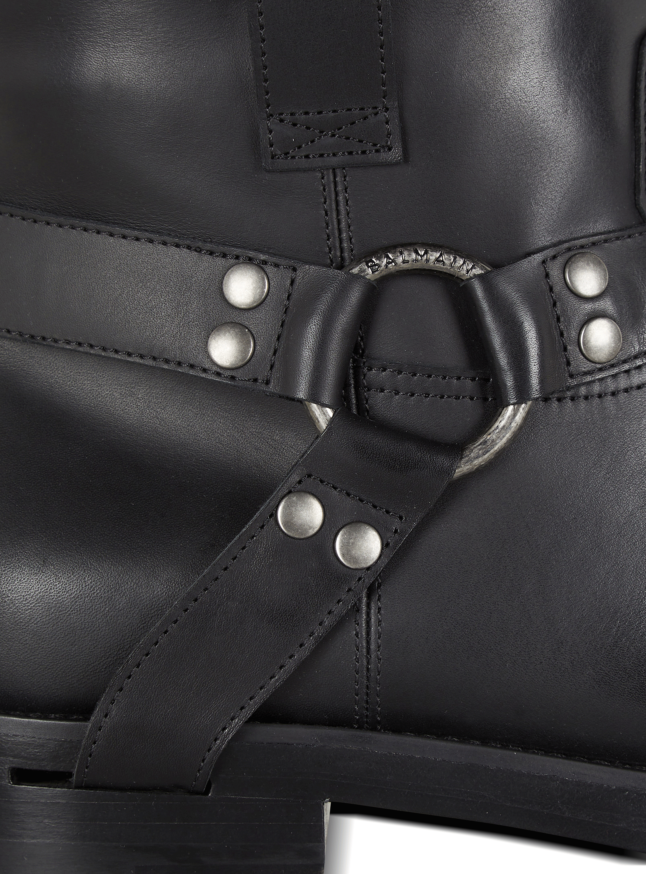 Calfskin leather biker ankle boots