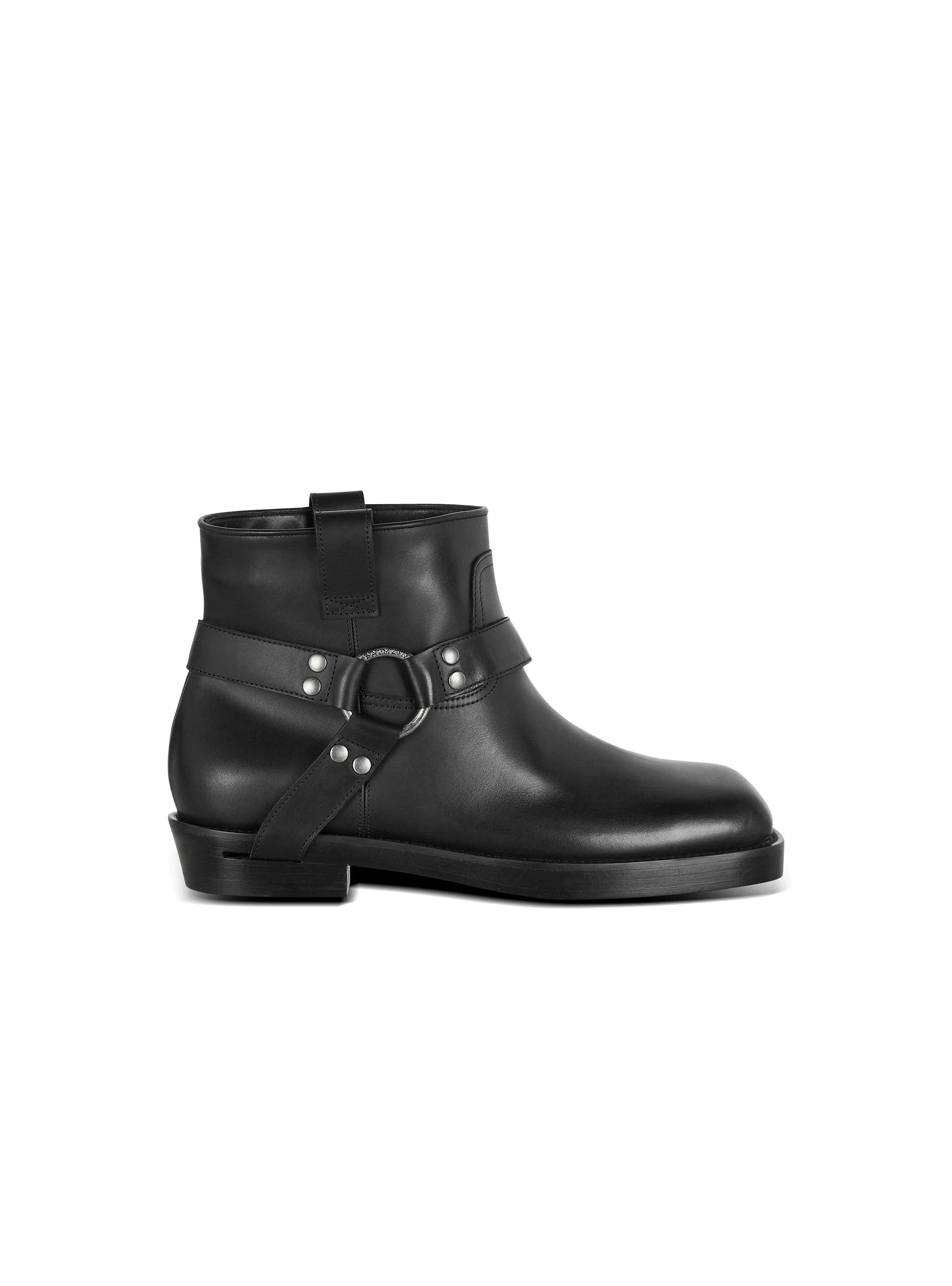 Calfskin leather biker ankle boots