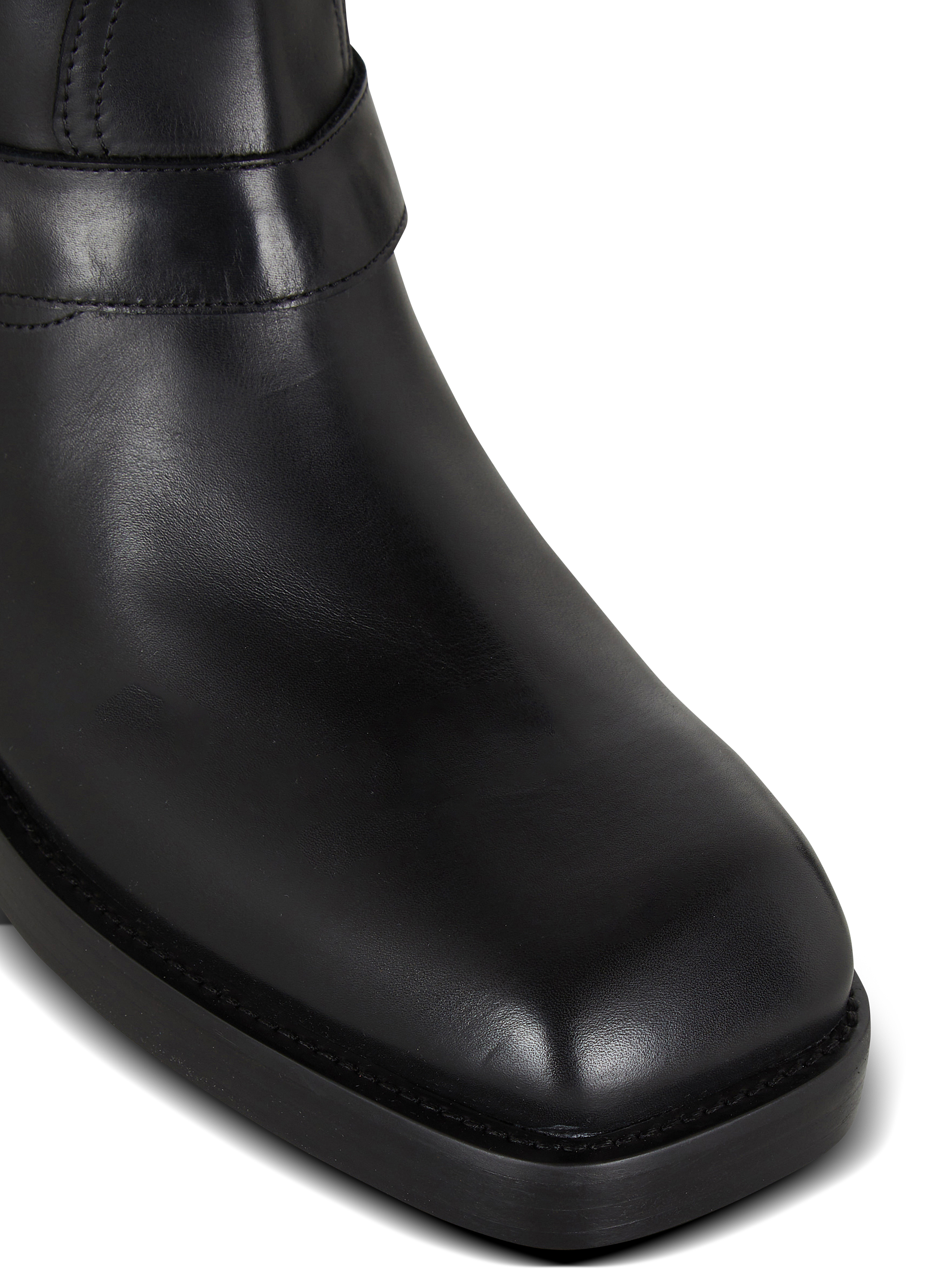 Calfskin leather biker ankle boots