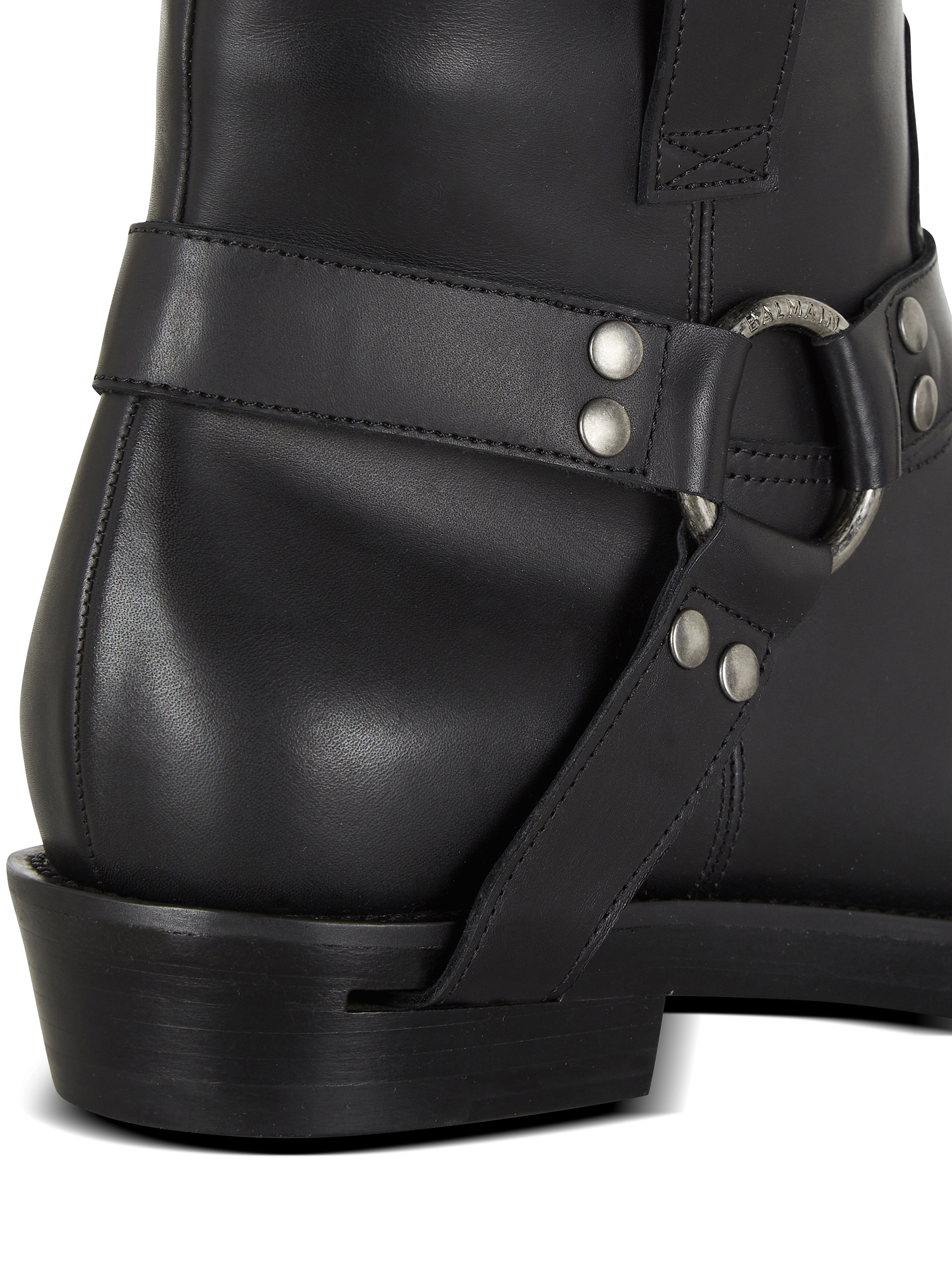 Calfskin leather biker ankle boots