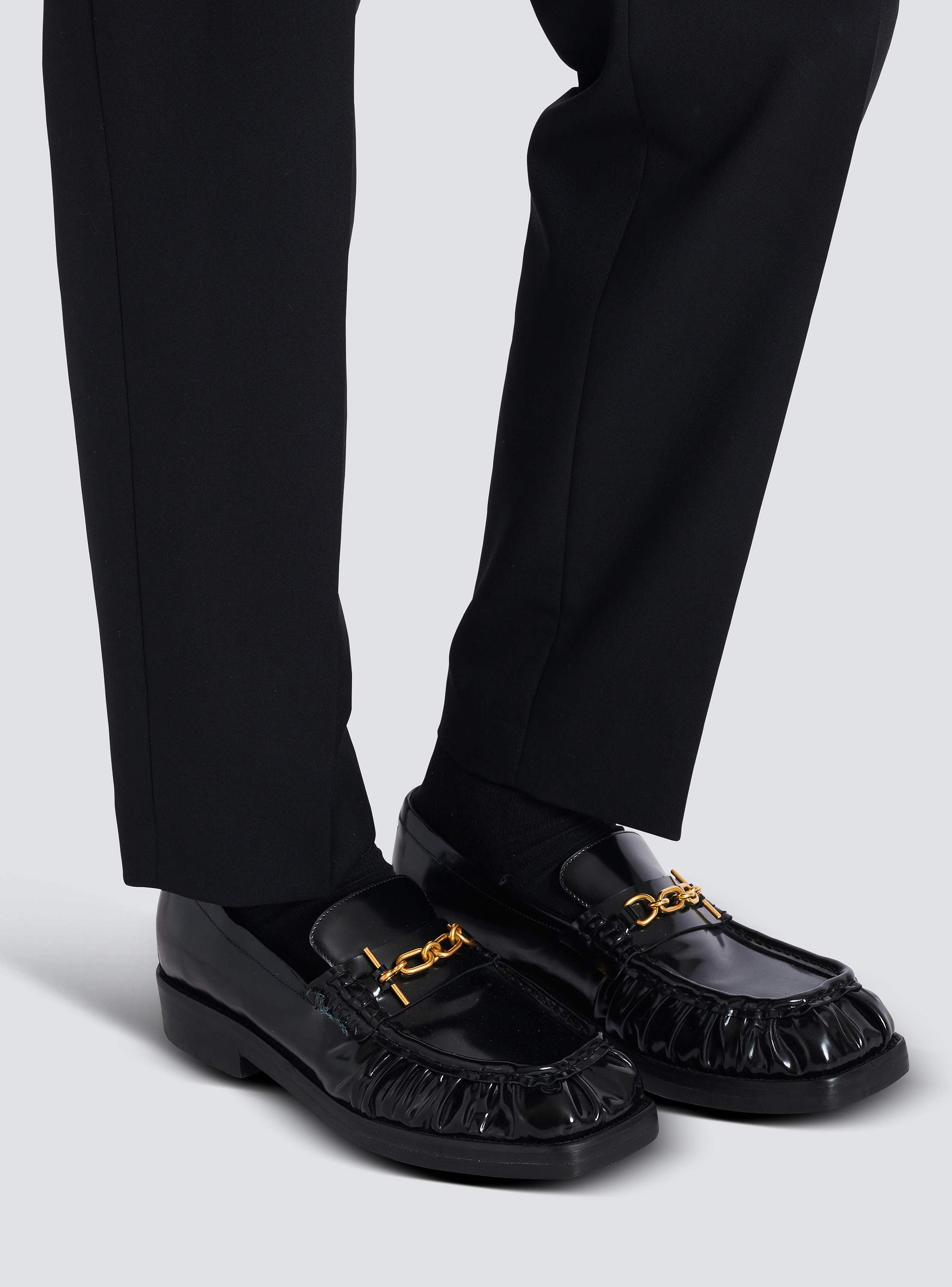 Sync glazed leather loafers