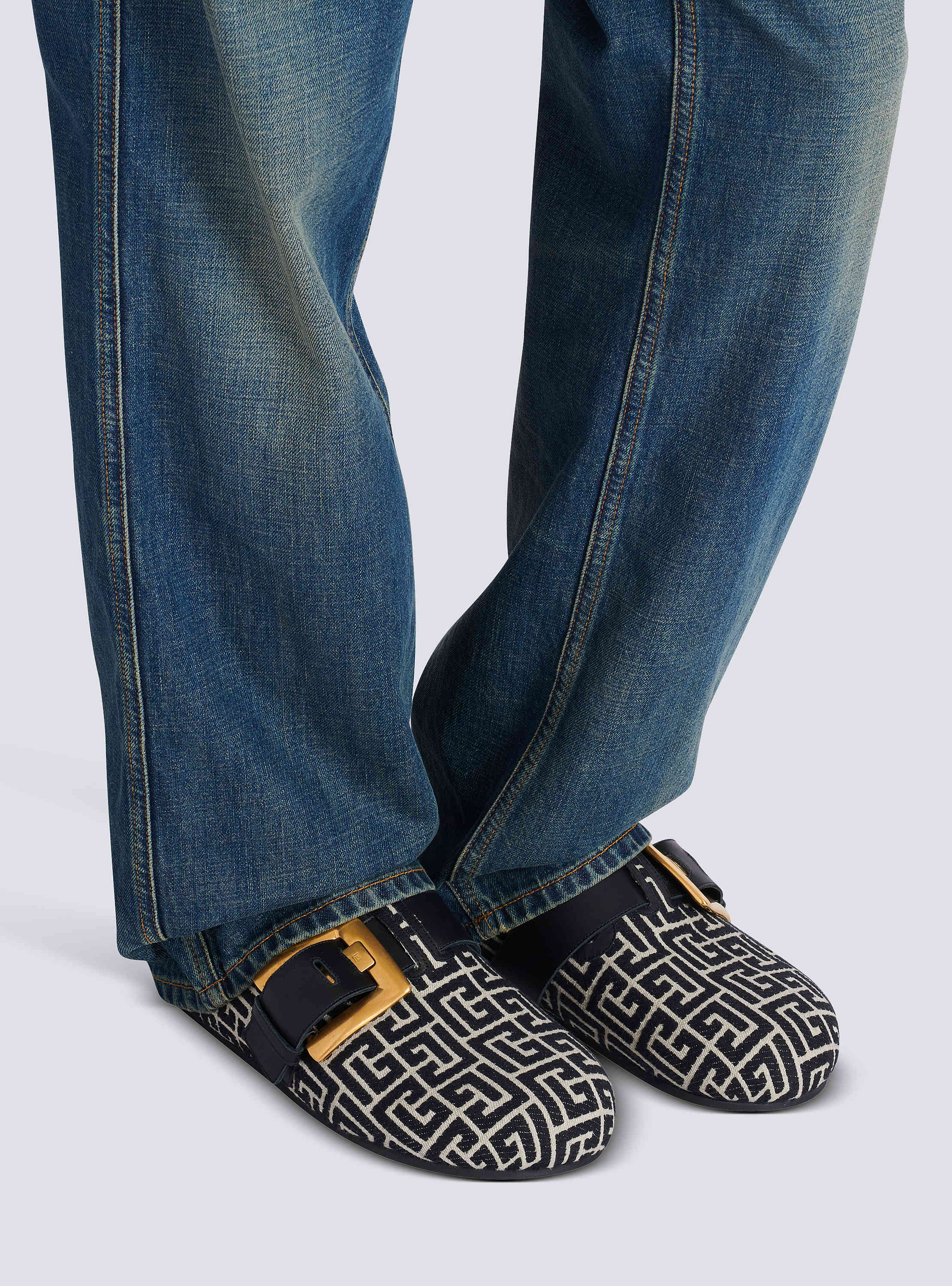 Anthem mules in jacquard canvas with PB monogram