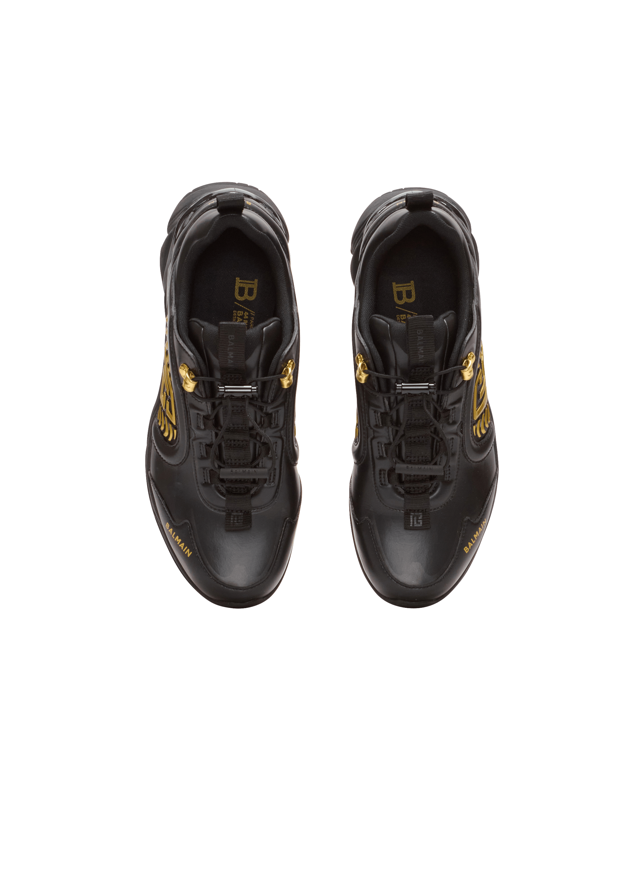Cosmic Dust glazed leather trainers black - Men | BALMAIN