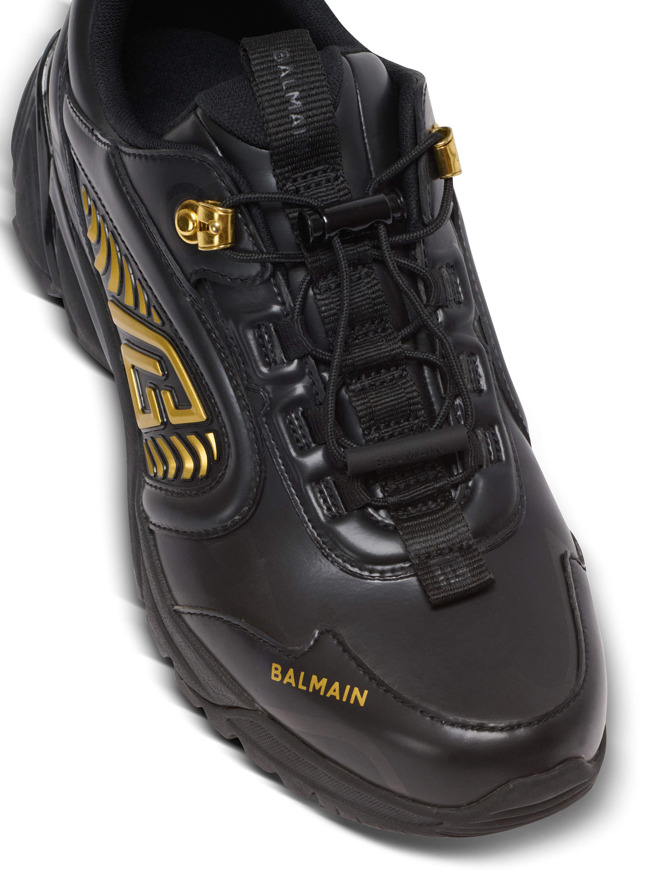 Cosmic Dust glazed leather trainers black - Men | BALMAIN