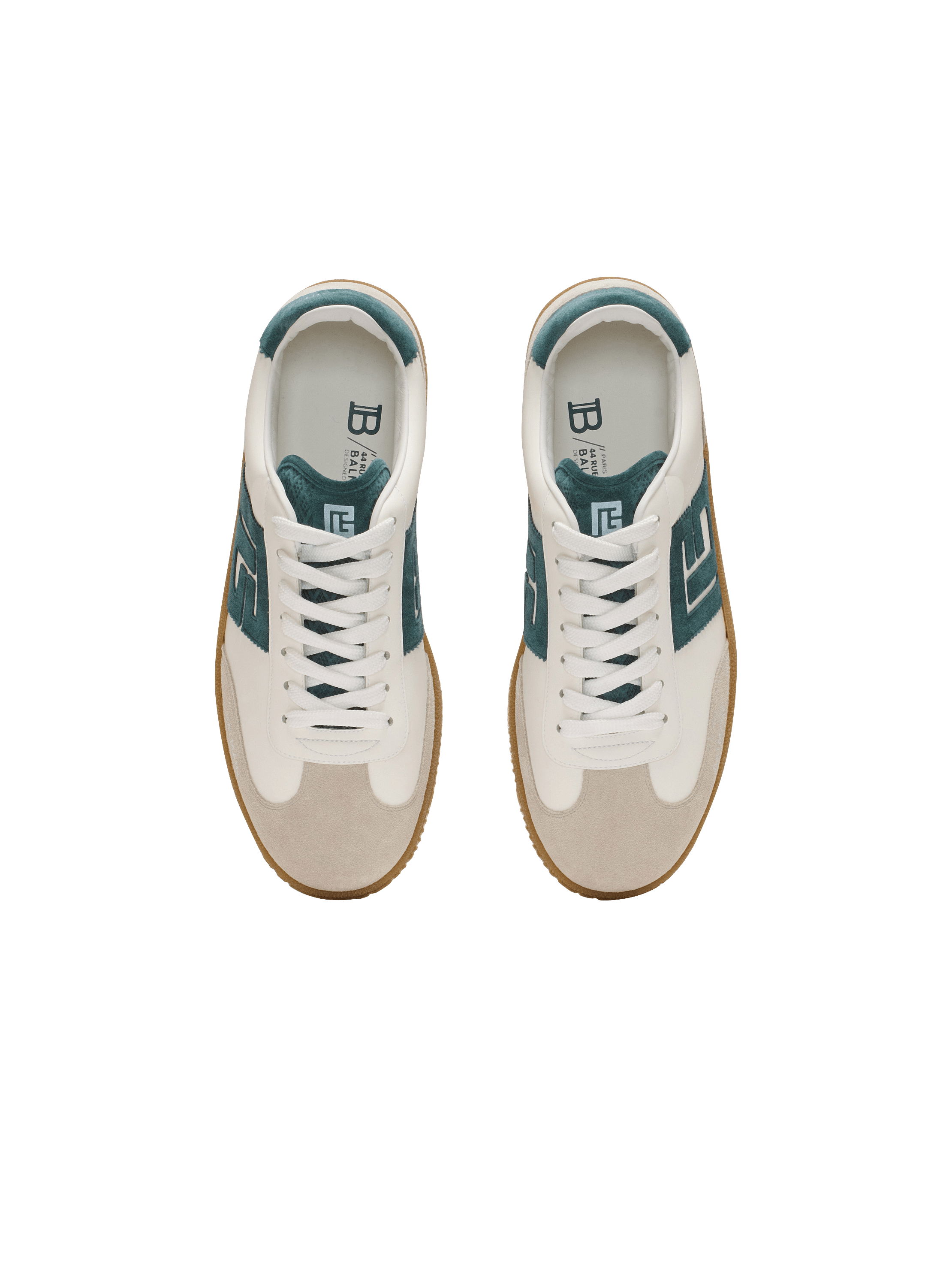 【関税込み】Balmain Swan Sneakers - Balmain - Leather - Gree Balmain Swan suede and smooth leather trainers - Men | BALMAIN