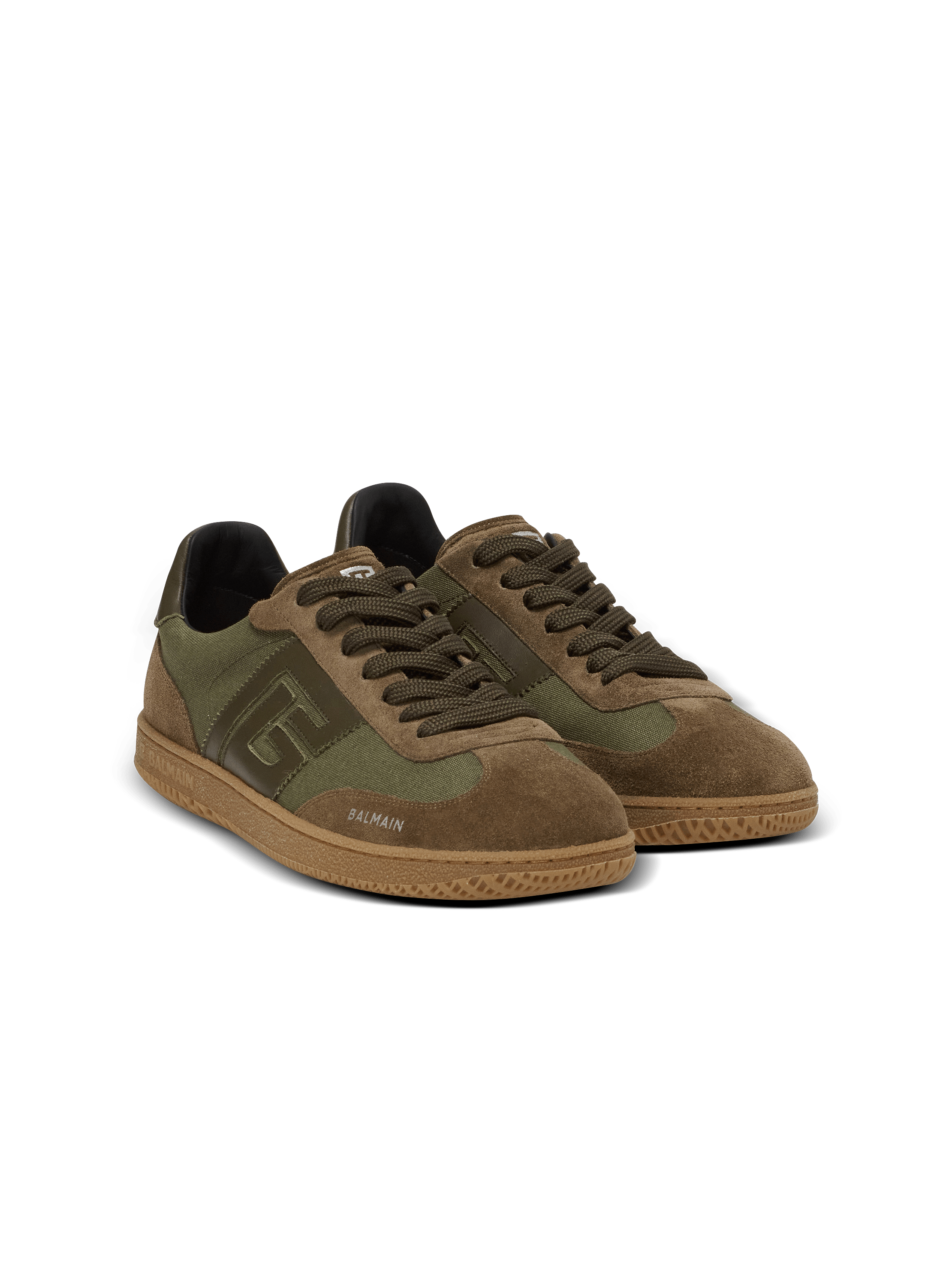 【関税込み】Swan Sneakers - Balmain - Leather - Khaki Balmain Swan trainers in mirror-effect leather - Men | BALMAIN