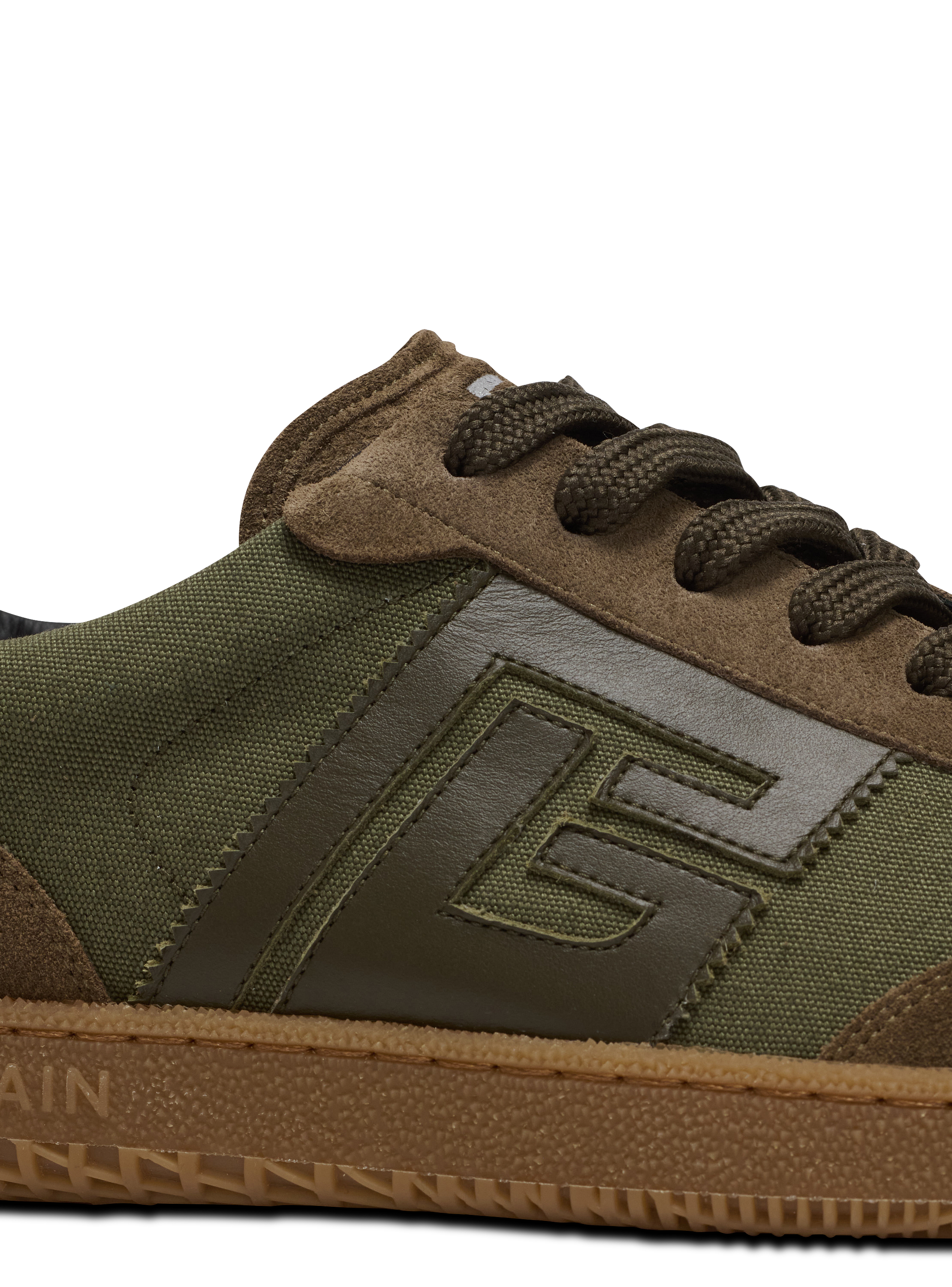 スニーカー BALMAIN Swan Sneakers - Balmain - Leather - Khaki Leather and canvas Balmain Swan trainers khaki - Men | BALMAIN