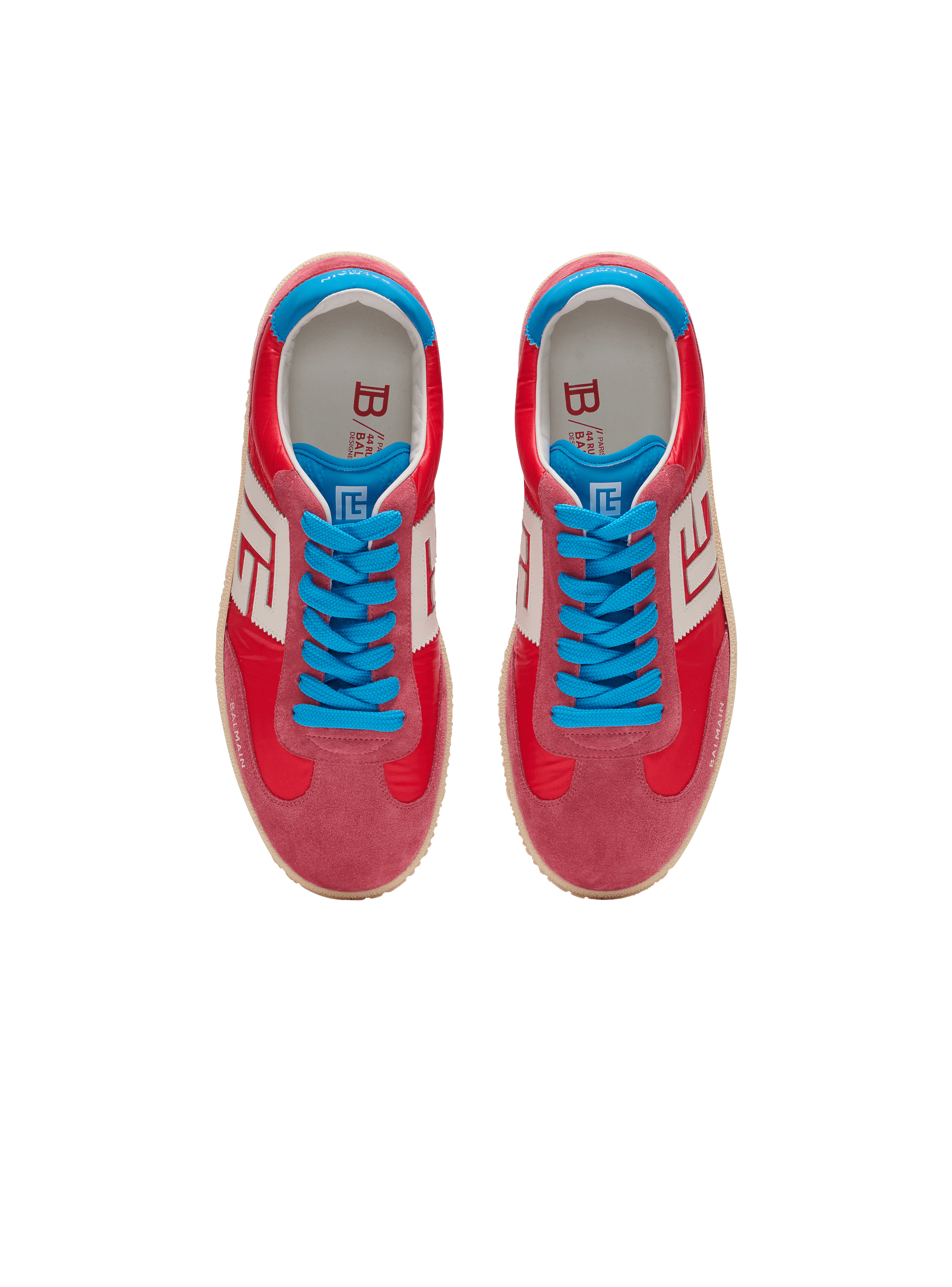 Balmain Swan suede and nylon trainers red - Men | BALMAIN