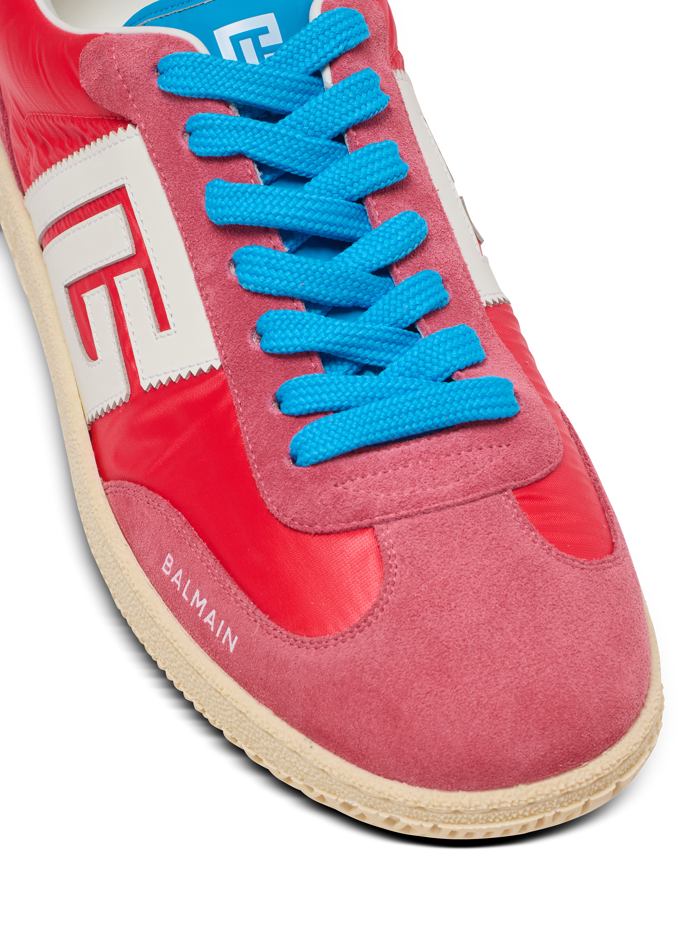 Balmain Swan suede and nylon trainers red - Men | BALMAIN