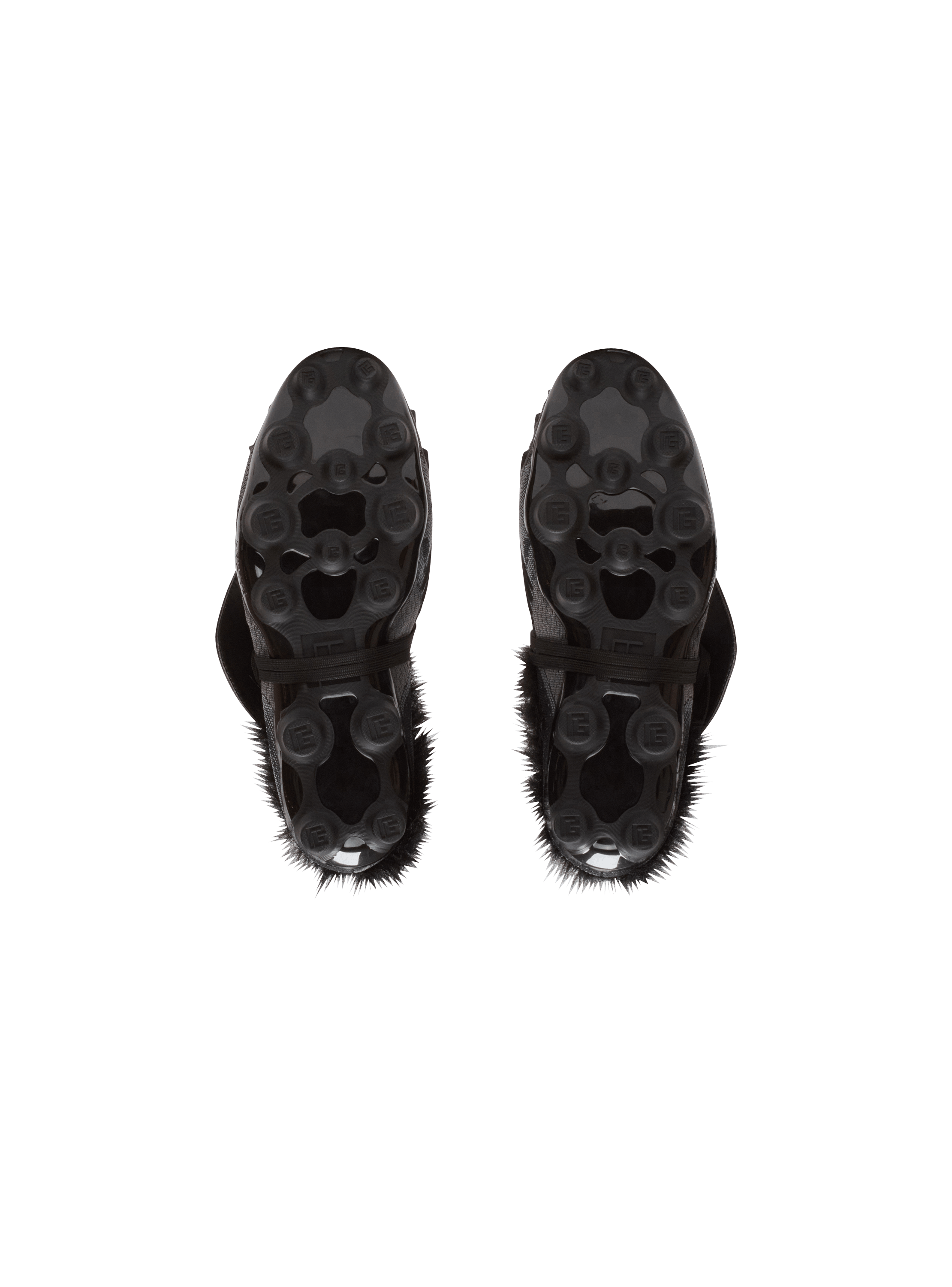 Half Time faux fur-lined mules with technical fabrics black