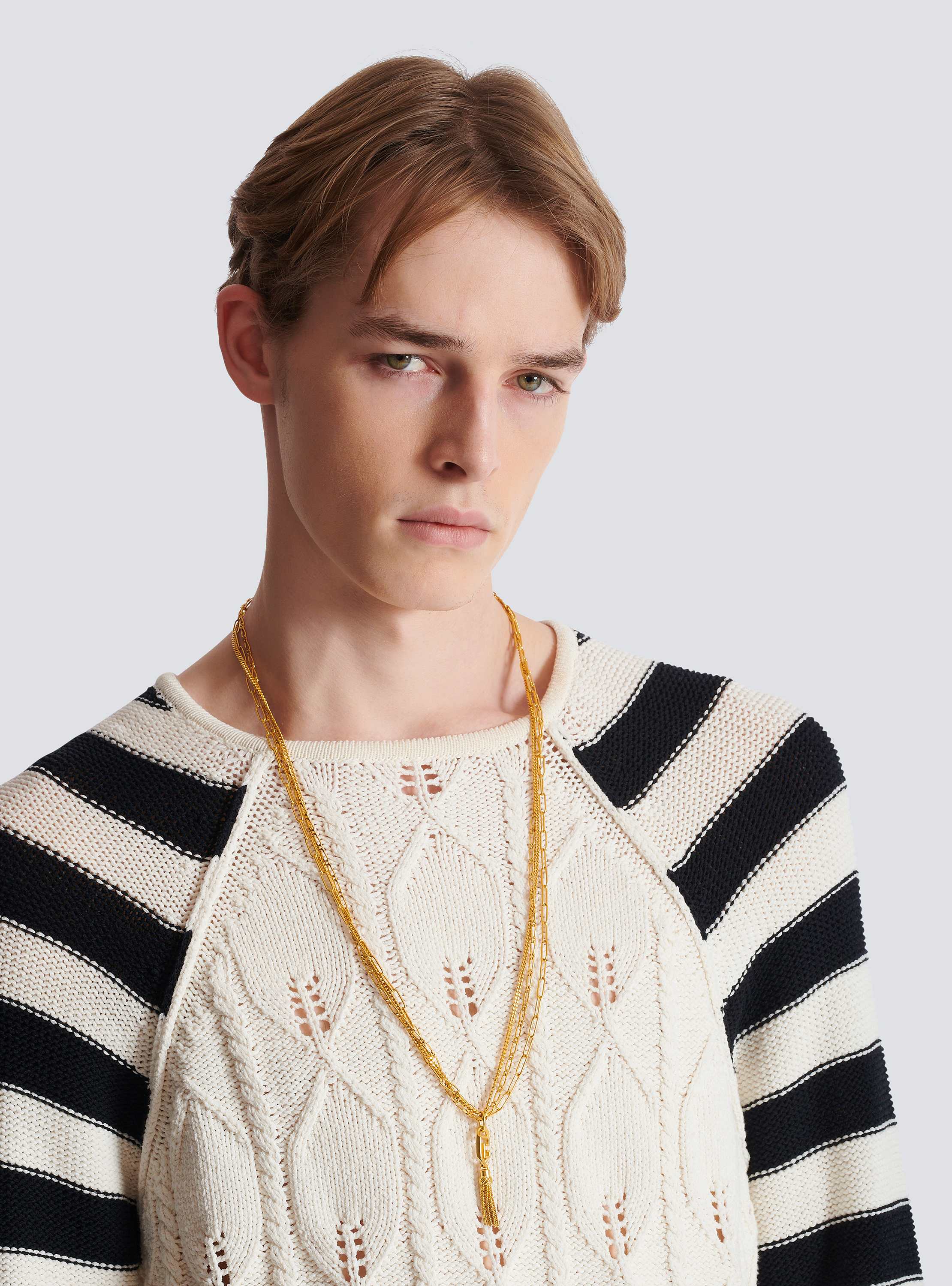 Sync golden brass long necklace 