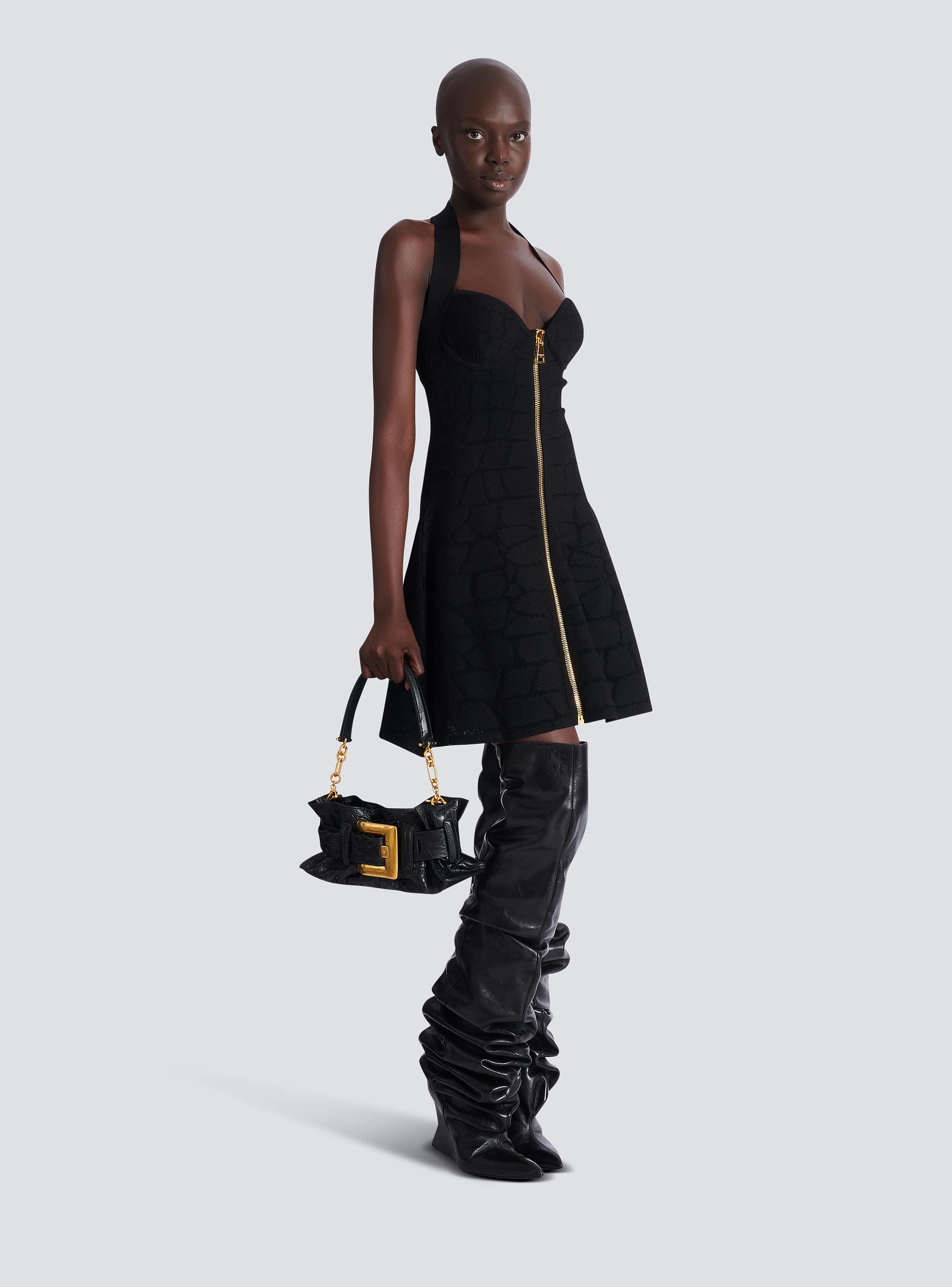 Mini Anthem bag in embossed crocodile-print calfskin