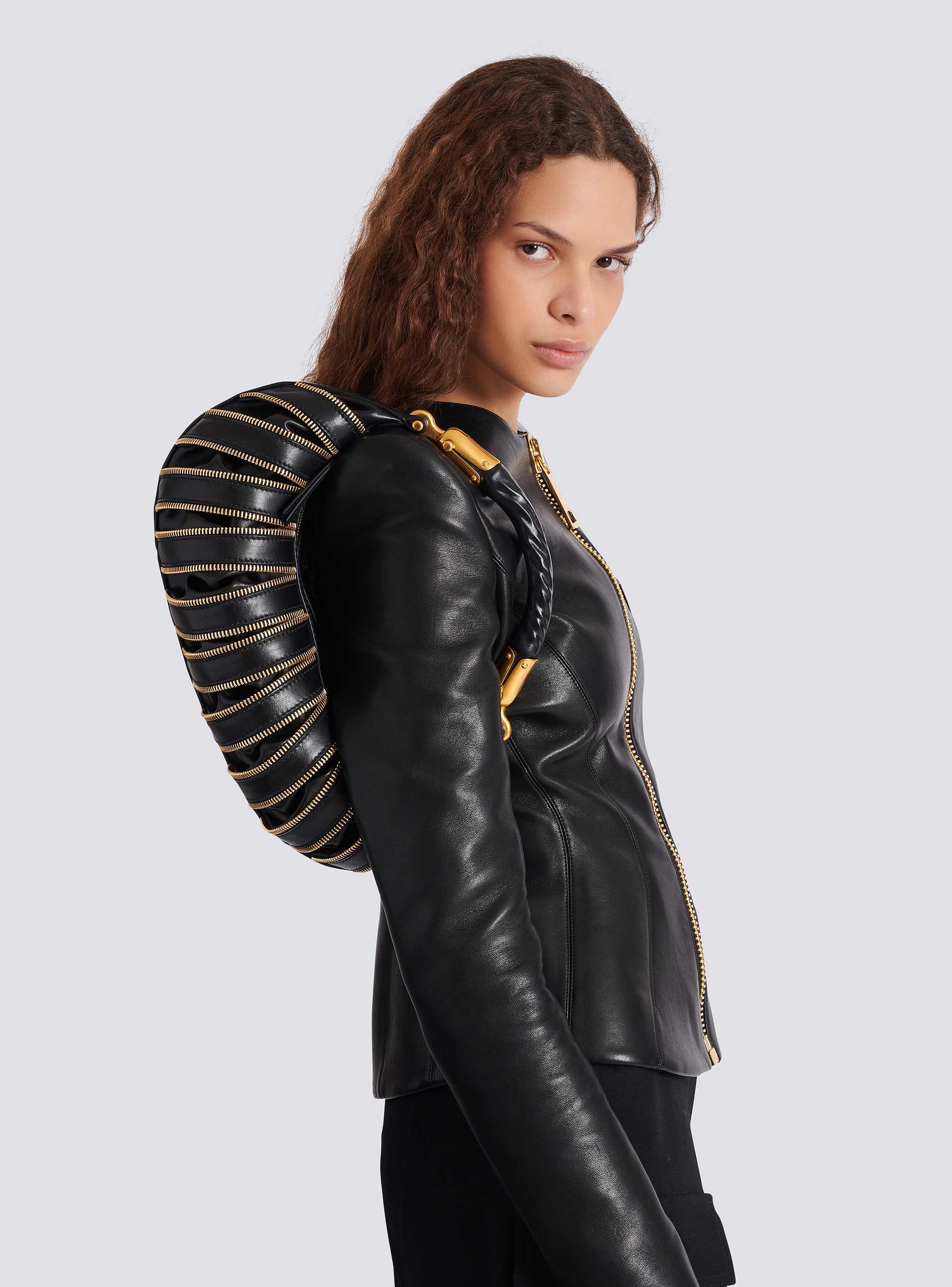 Medium Ebene Zips bag in calfskin leather 