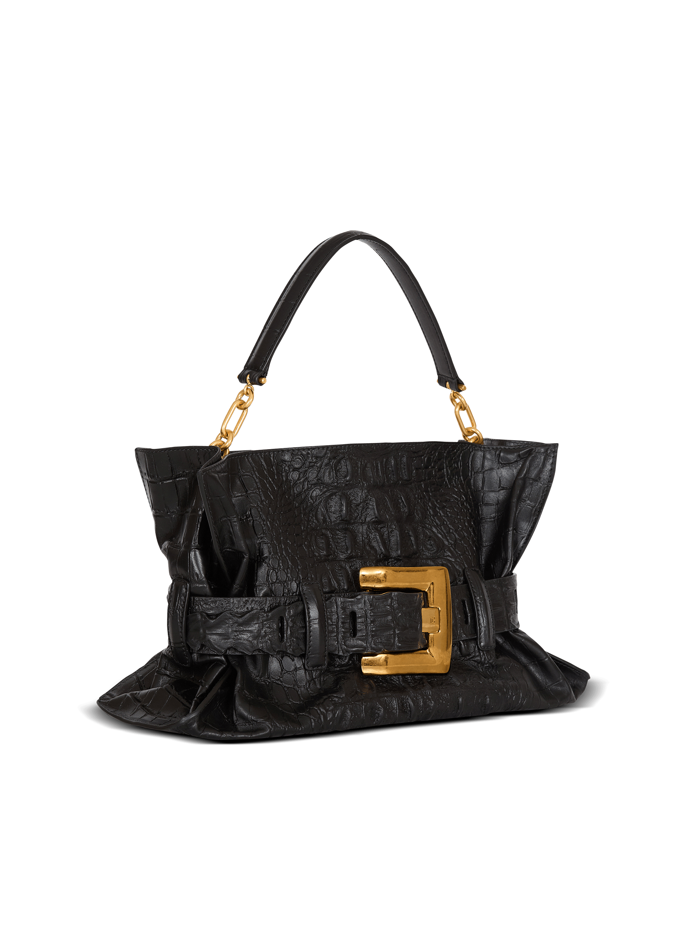 Medium Anthem bag in embossed crocodile-print calfskin