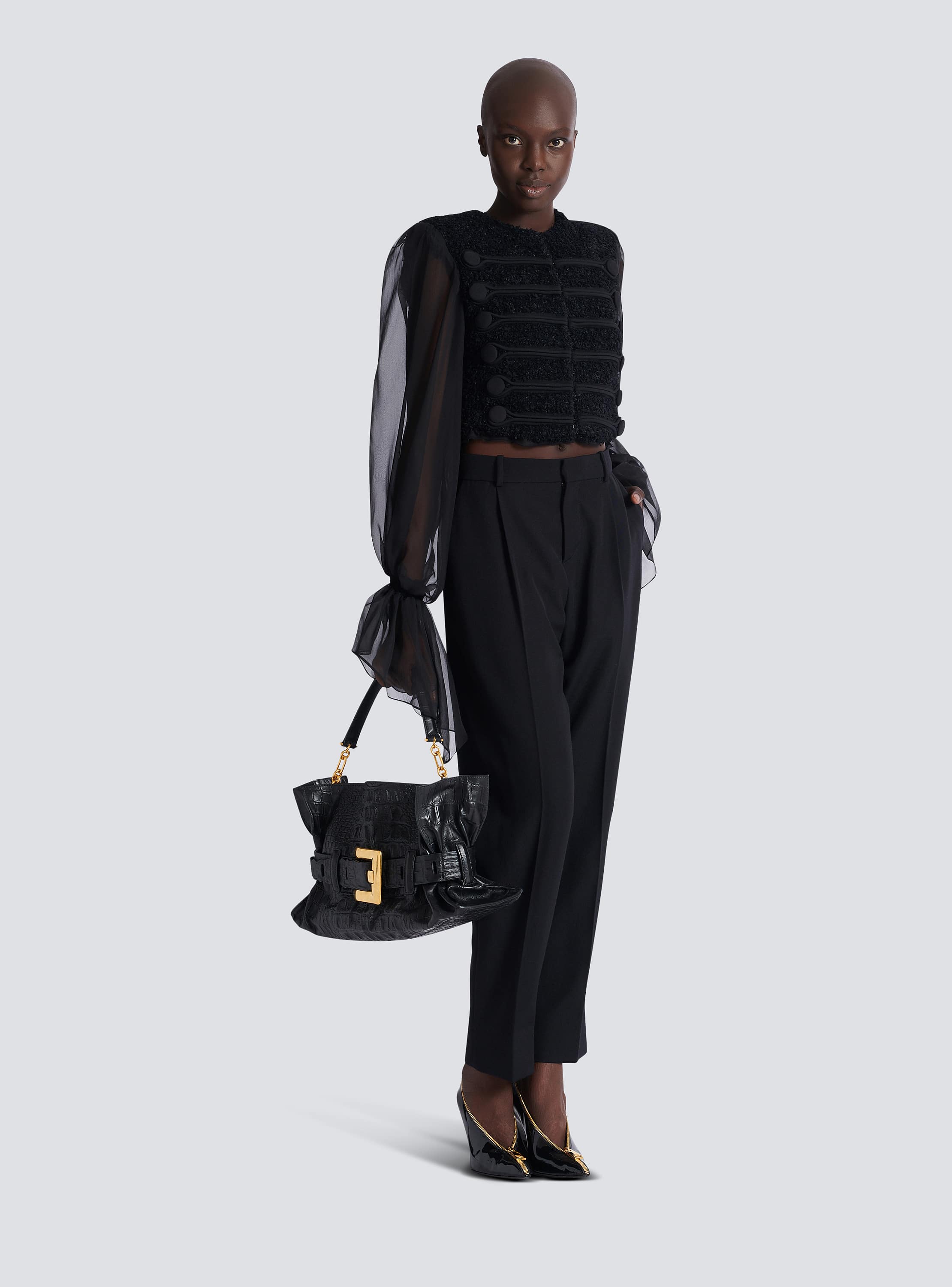 Medium Anthem bag in embossed crocodile-print calfskin