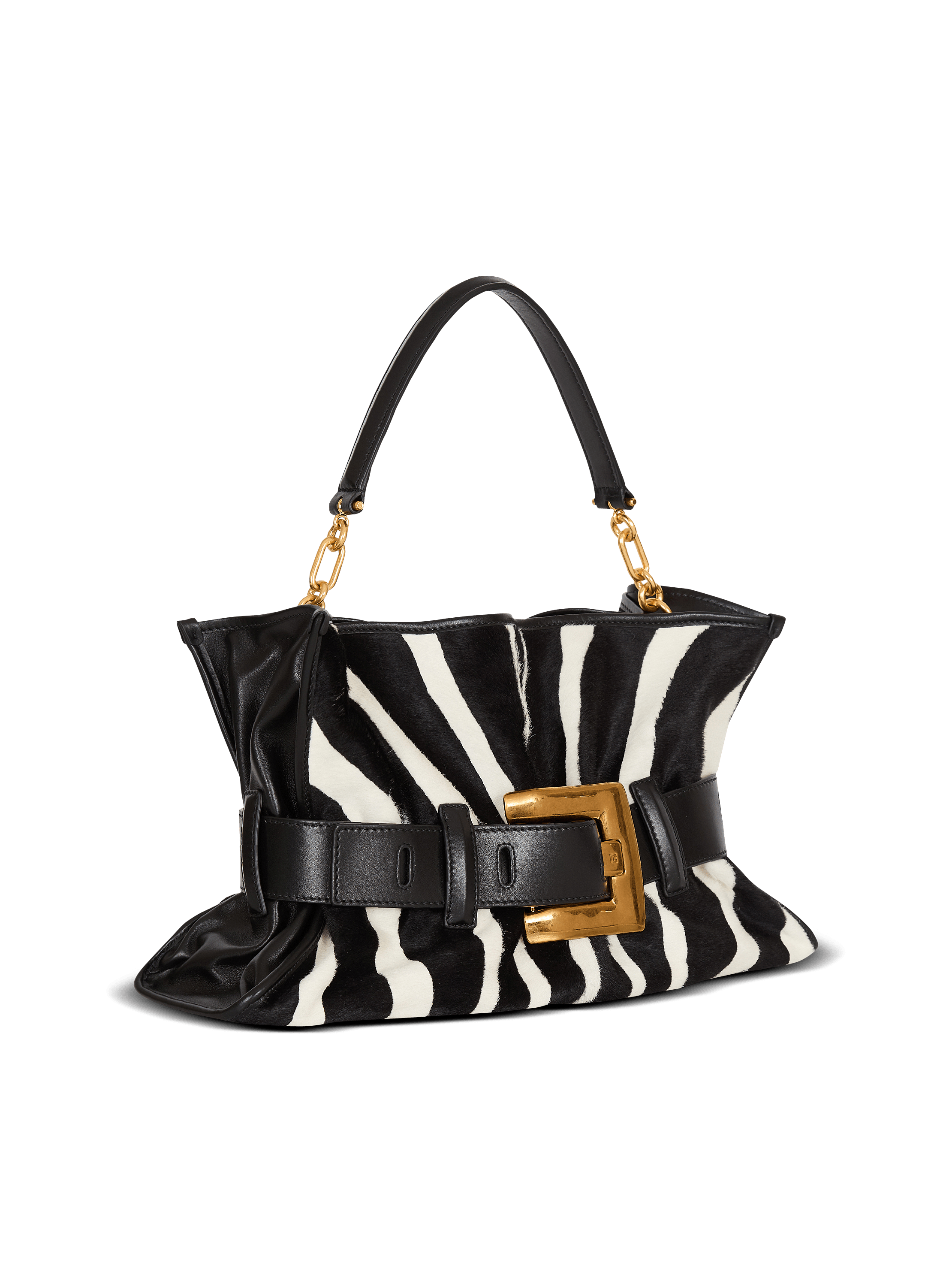 Medium Anthem bag in leather and zebra-print ponyskin