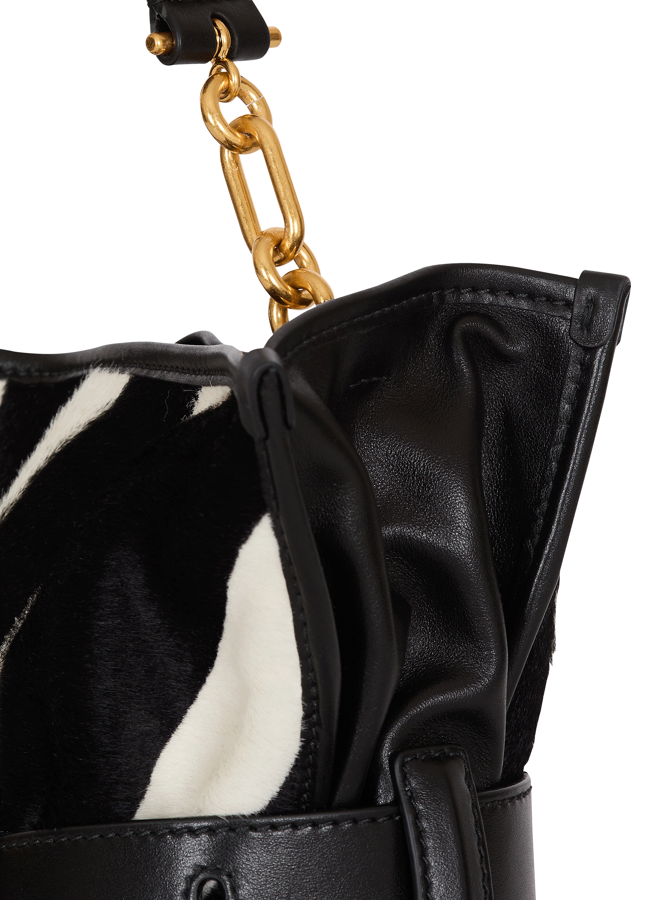 バッグ Prin Medium Anthem bag in leather and zebra-print ponyskin black