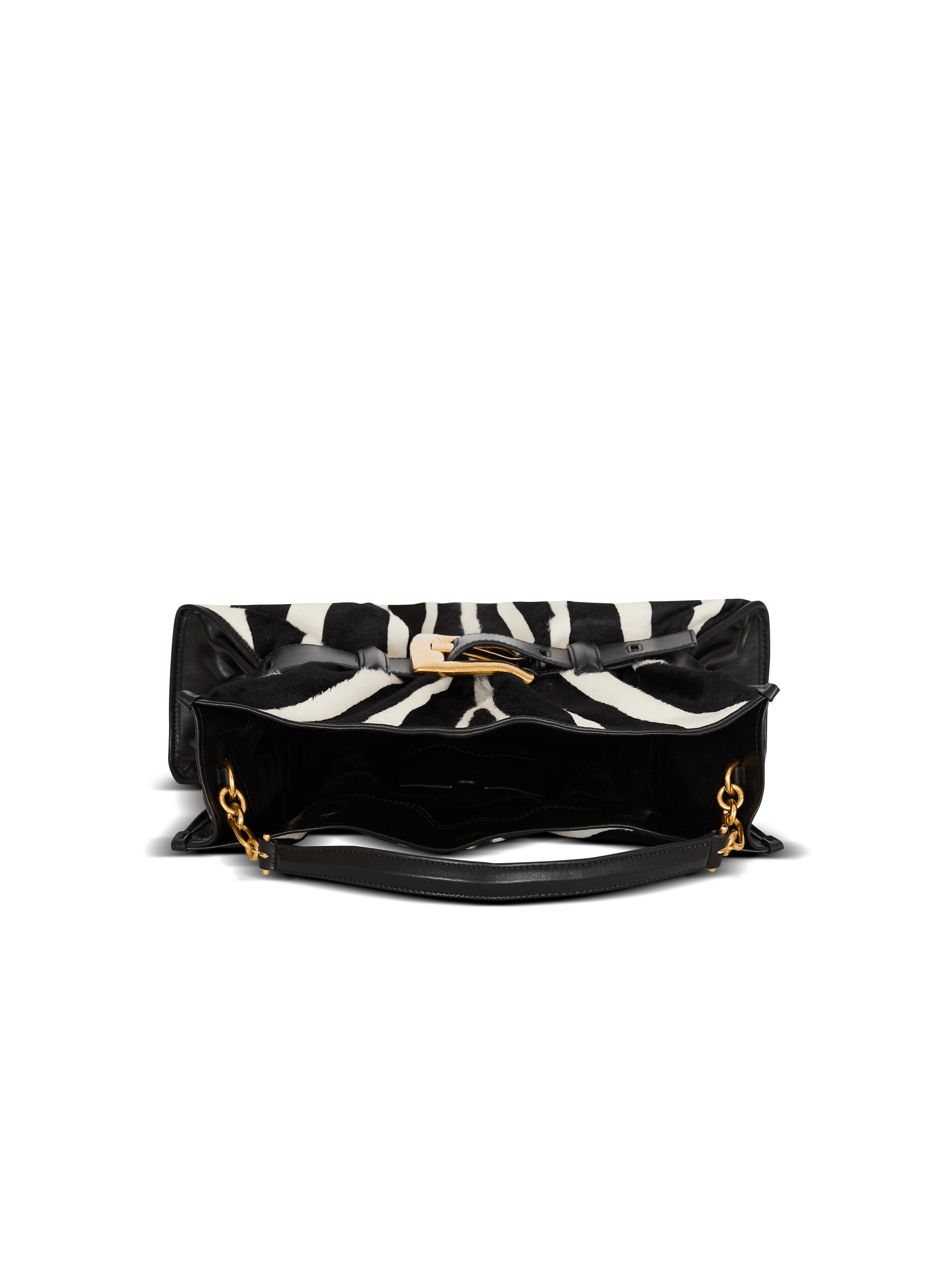 バッグ Prin Medium Anthem bag in leather and zebra-print ponyskin black
