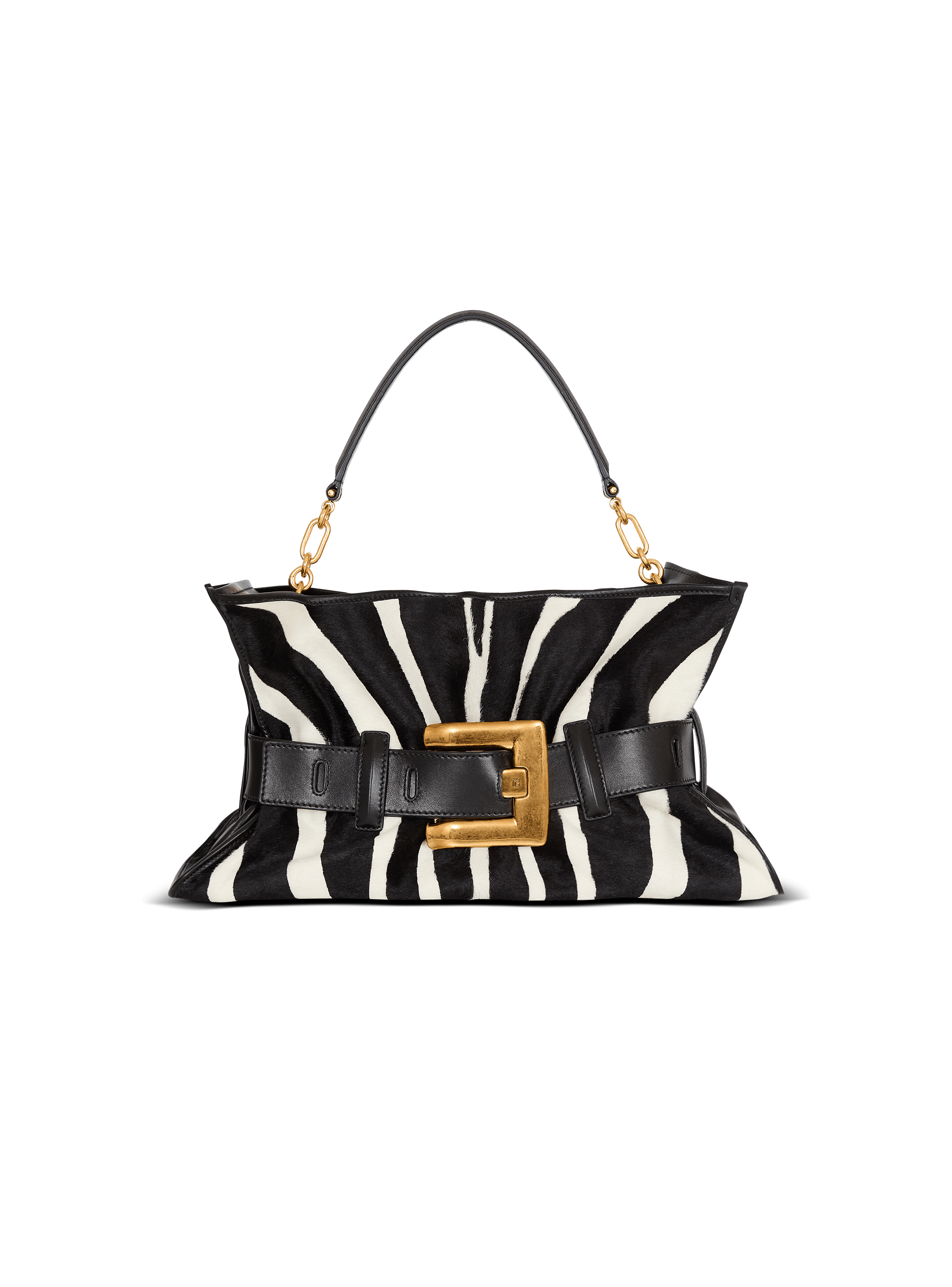 Medium Anthem bag in leather and zebra-print ponyskin