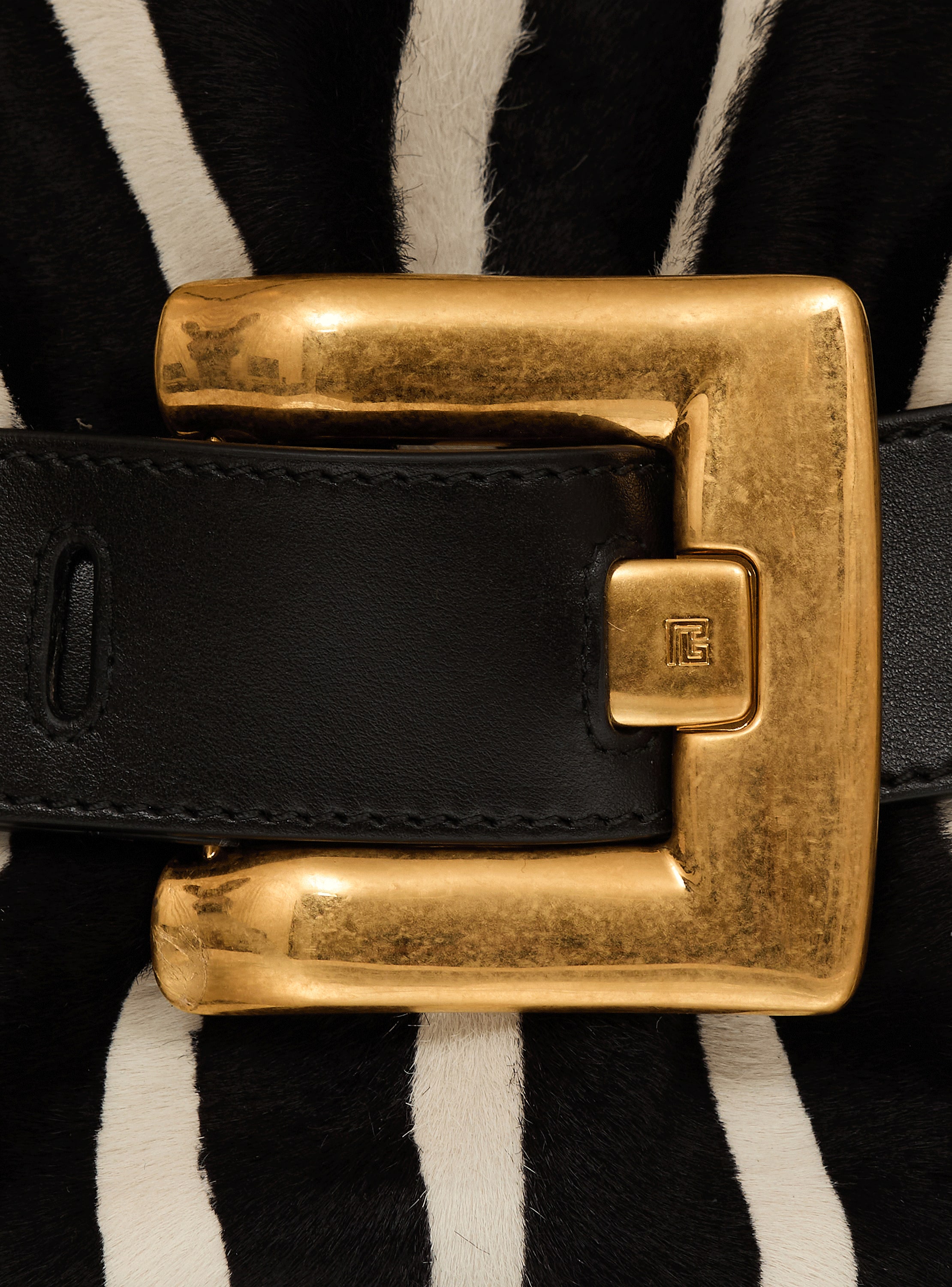 バッグ Prin Medium Anthem bag in leather and zebra-print ponyskin black