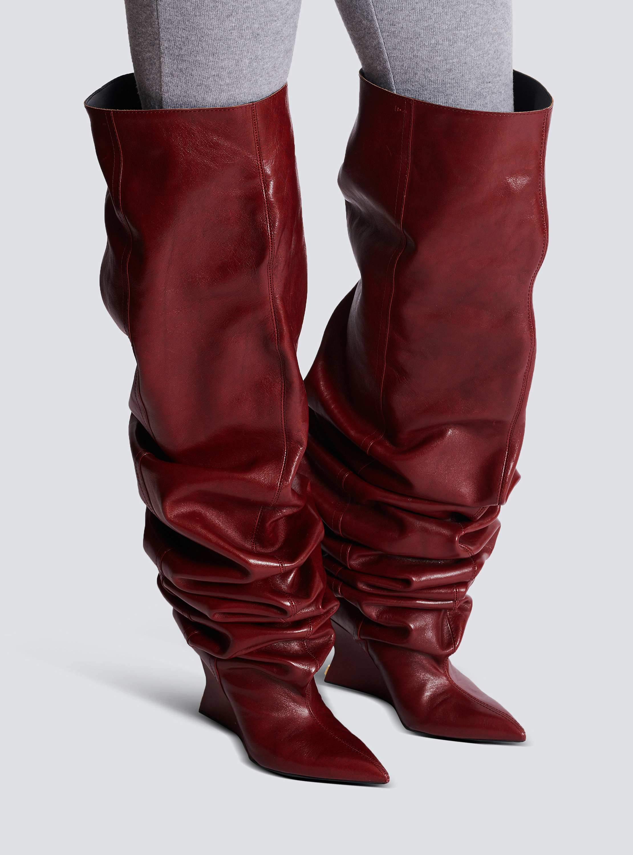 Wedge thigh-high boots