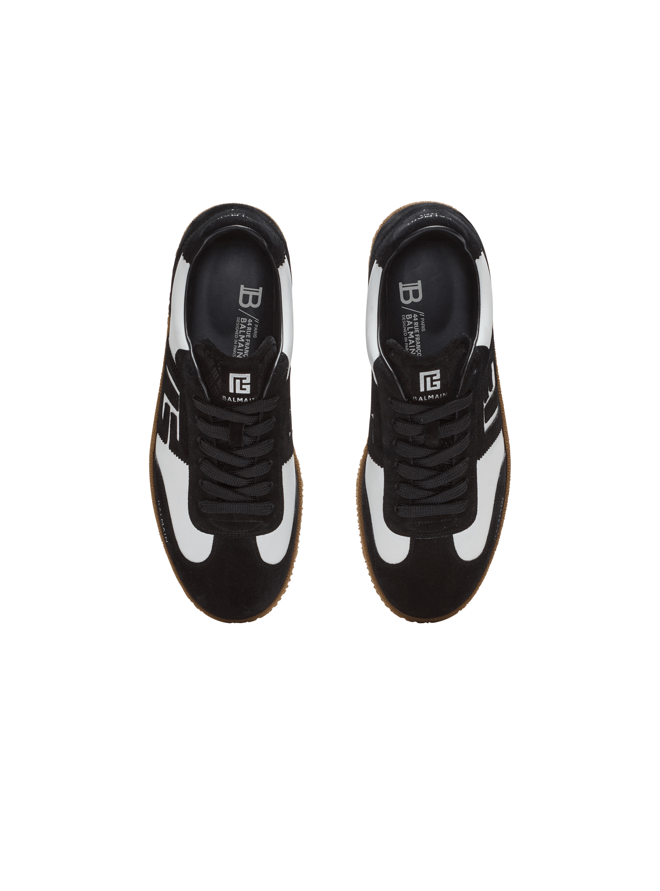 Balmain Swan trainers in calfskin and suede 