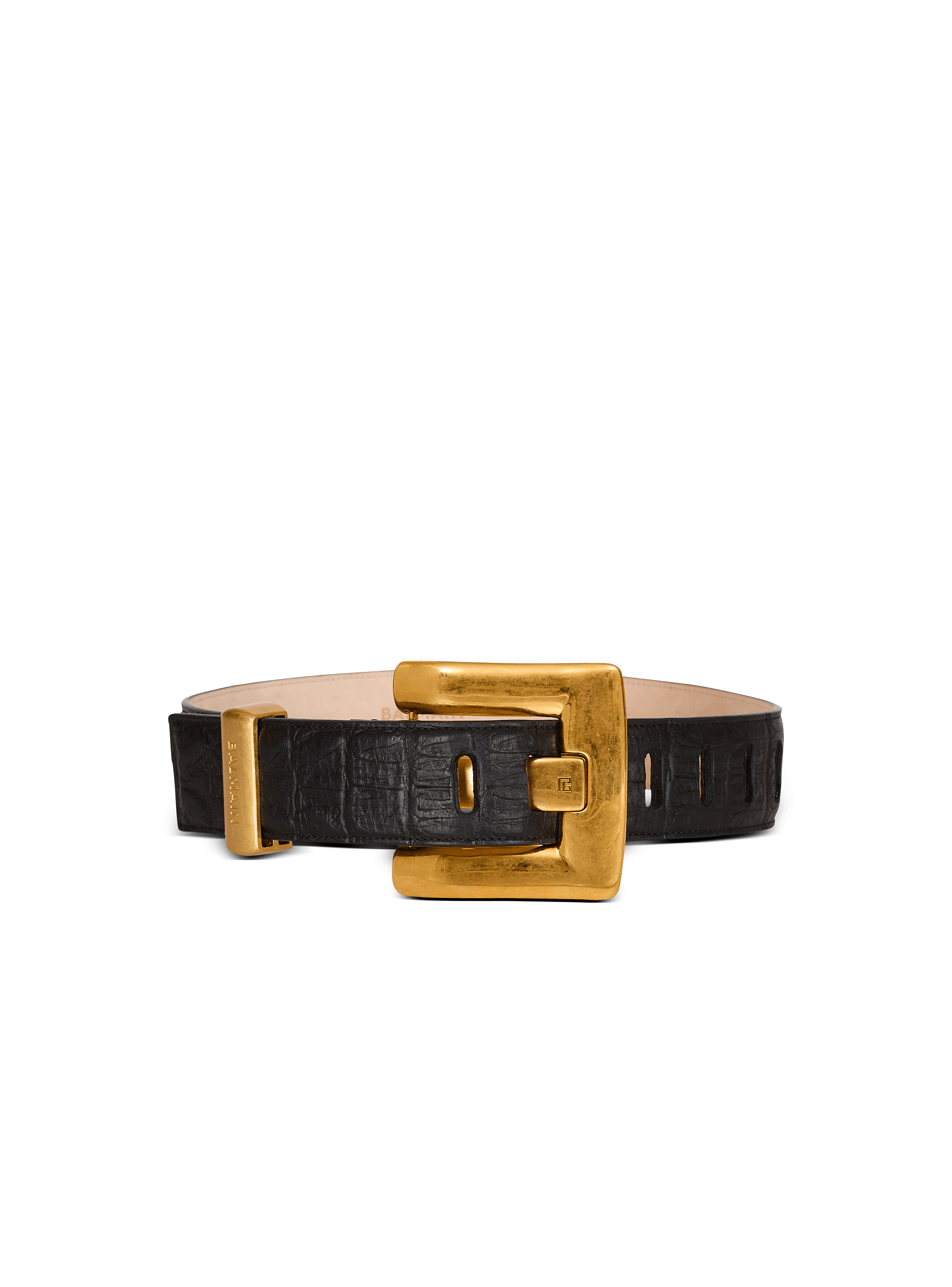 Anthem belt in embossed crocodile-print calfskin