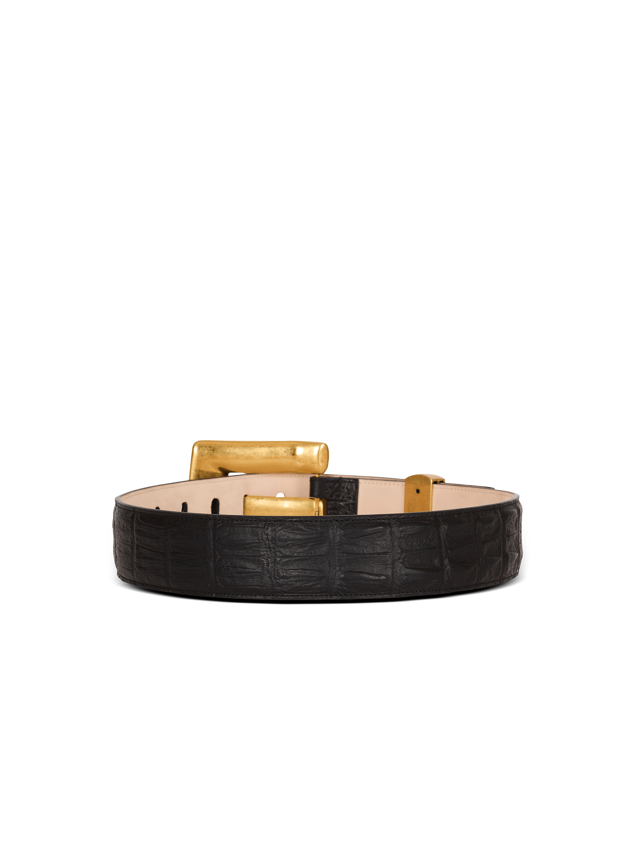 Anthem belt in embossed crocodile-print calfskin