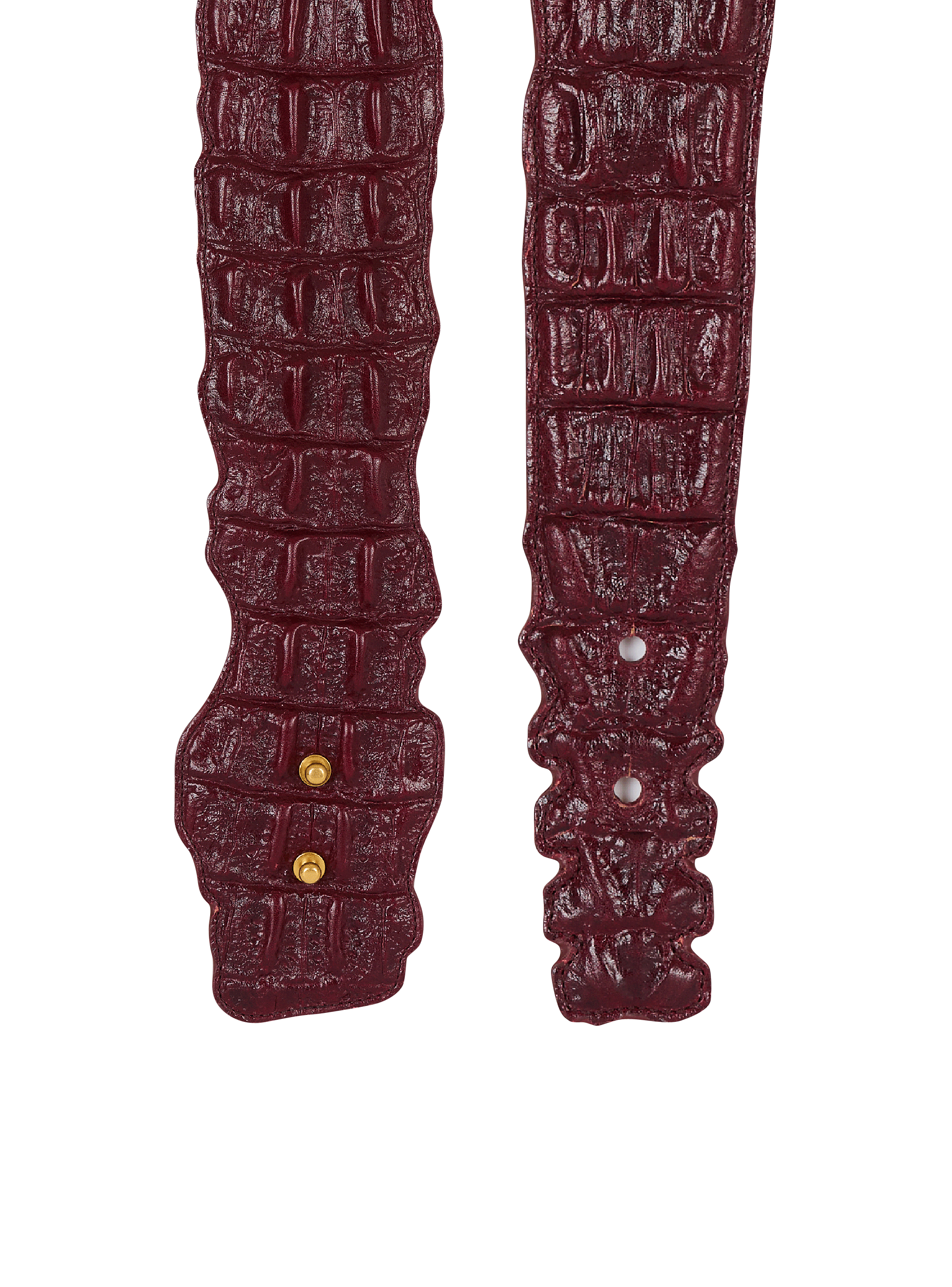 Wide crocodile-print leather belt