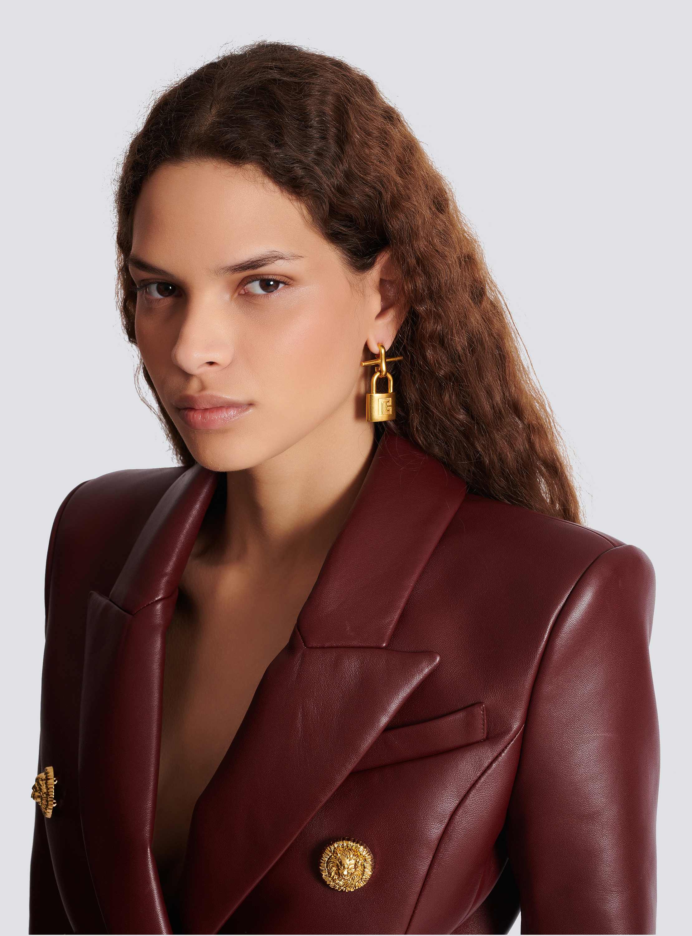 Brass Pulse padlock earrings